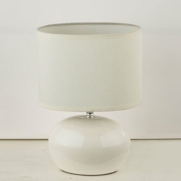 etc-shop LED Tischleuchte, Leuchtmittel inklusive, Warmweiß, Farbwechsel, Tisch Leuchte Keramik Fernbedienung Textil Lese Lampe beige