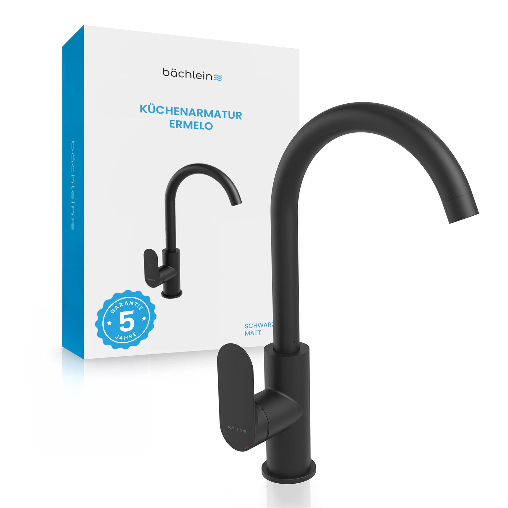 Bächlein Küchenarmatur Ermelo mit hohem Auslauf, Spültischarmatur, Wasserhahn Küche Mischbatterie aus Messing