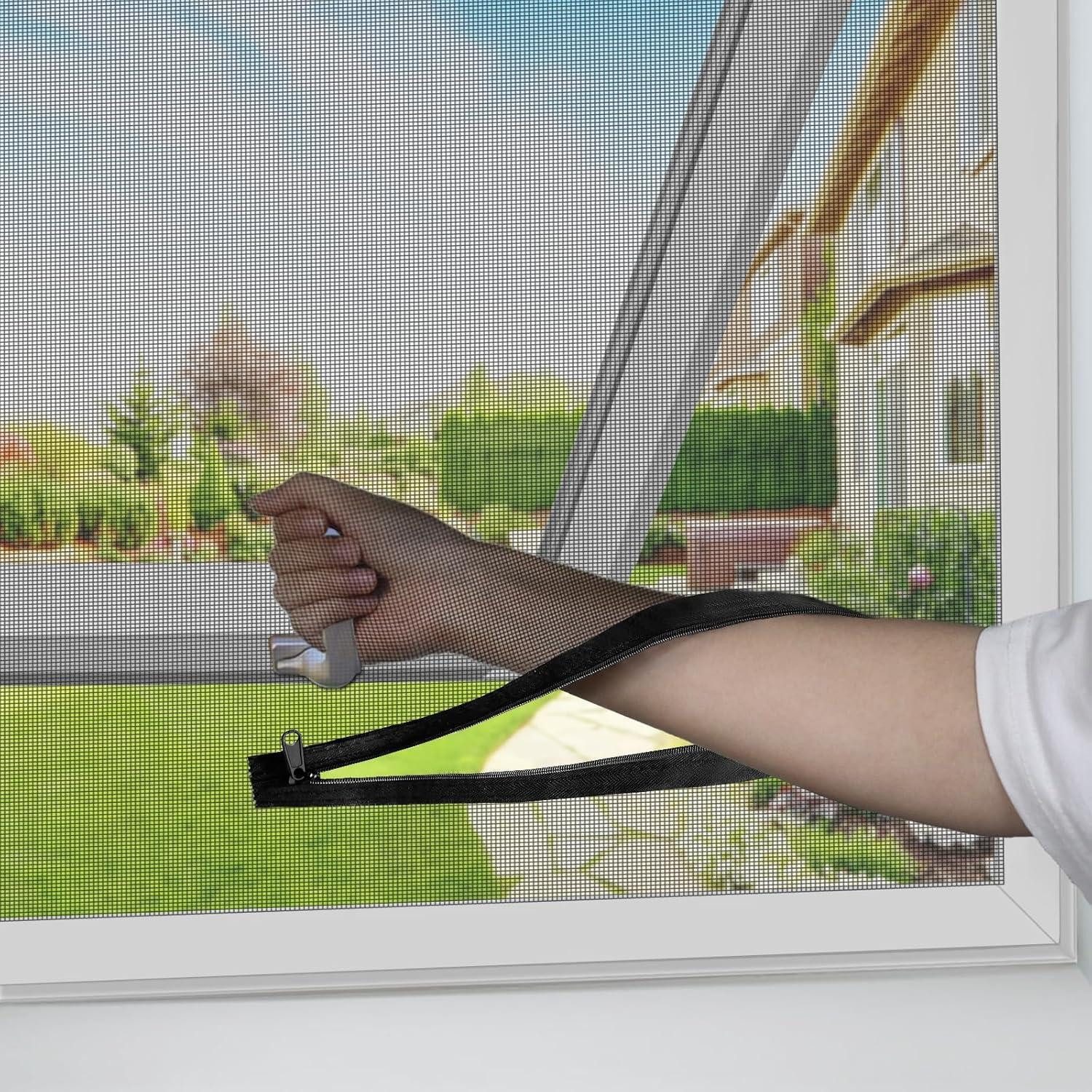 LuxusKollektion Insektenschutz-Fensterrahmen Fliegengitter Dachfenster Reißverschluss 130x150CM, 1 Stück Schwarz