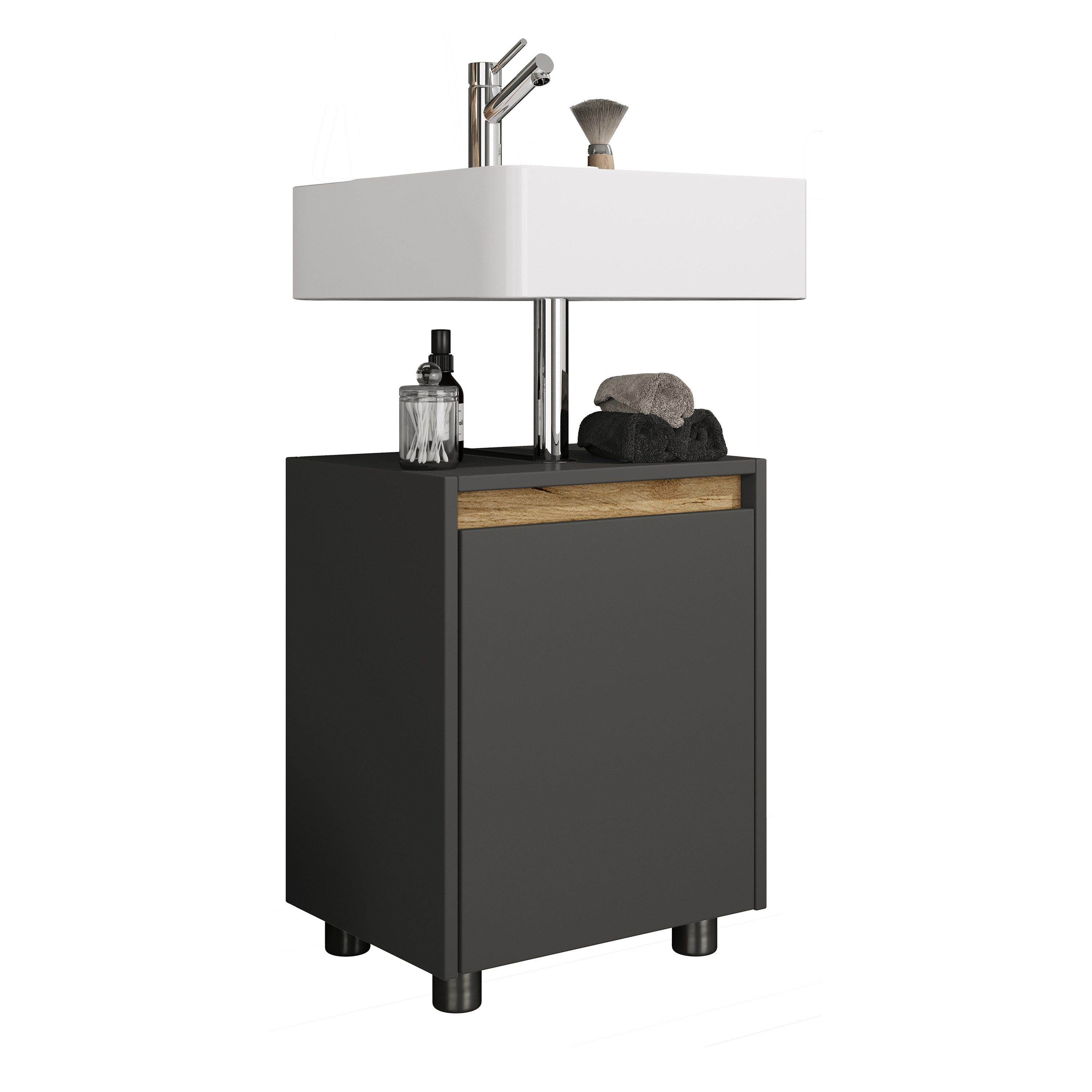 VCM Waschbeckenunterschrank Holz Badschrank Badunterschrank 55x42x33 Cosila