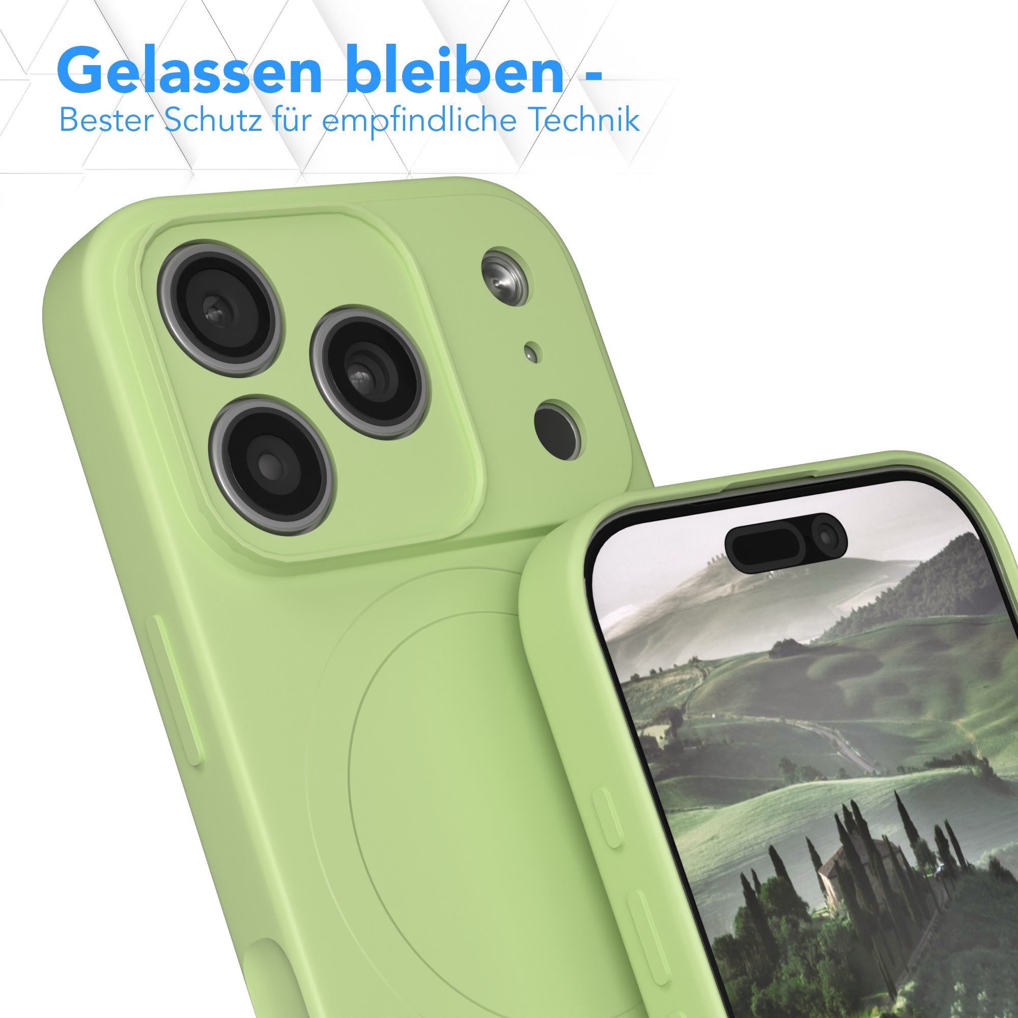 EAZY CASE Handyhülle für Apple iPhone 17 Pro Hülle Silikon 6,3 Zoll, Schutzhülle MagSafe kompatibel Anti-Slip Oberfläche kratzfest Grün – Bild 4 von 5