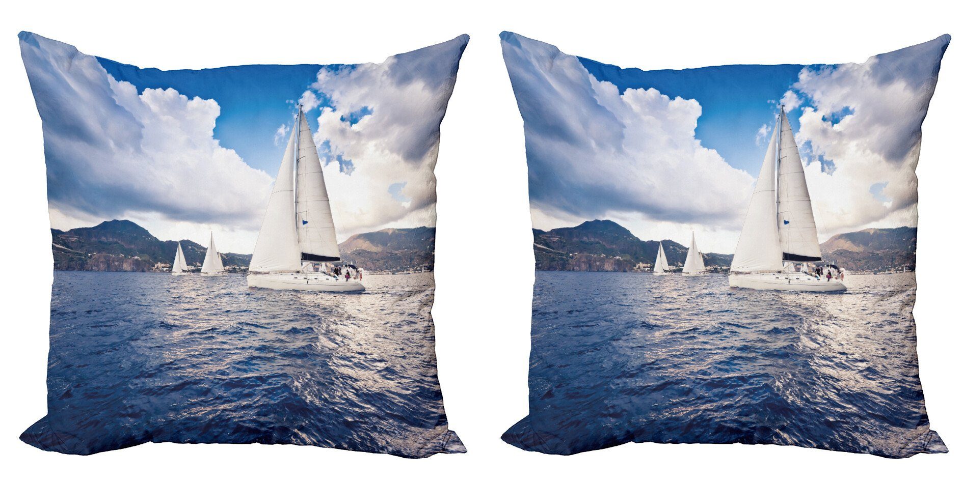 Kissenbezüge Modern Accent Doppelseitiger Digitaldruck, Abakuhaus (2 Stück), Nautisch Segelboot auf Meer