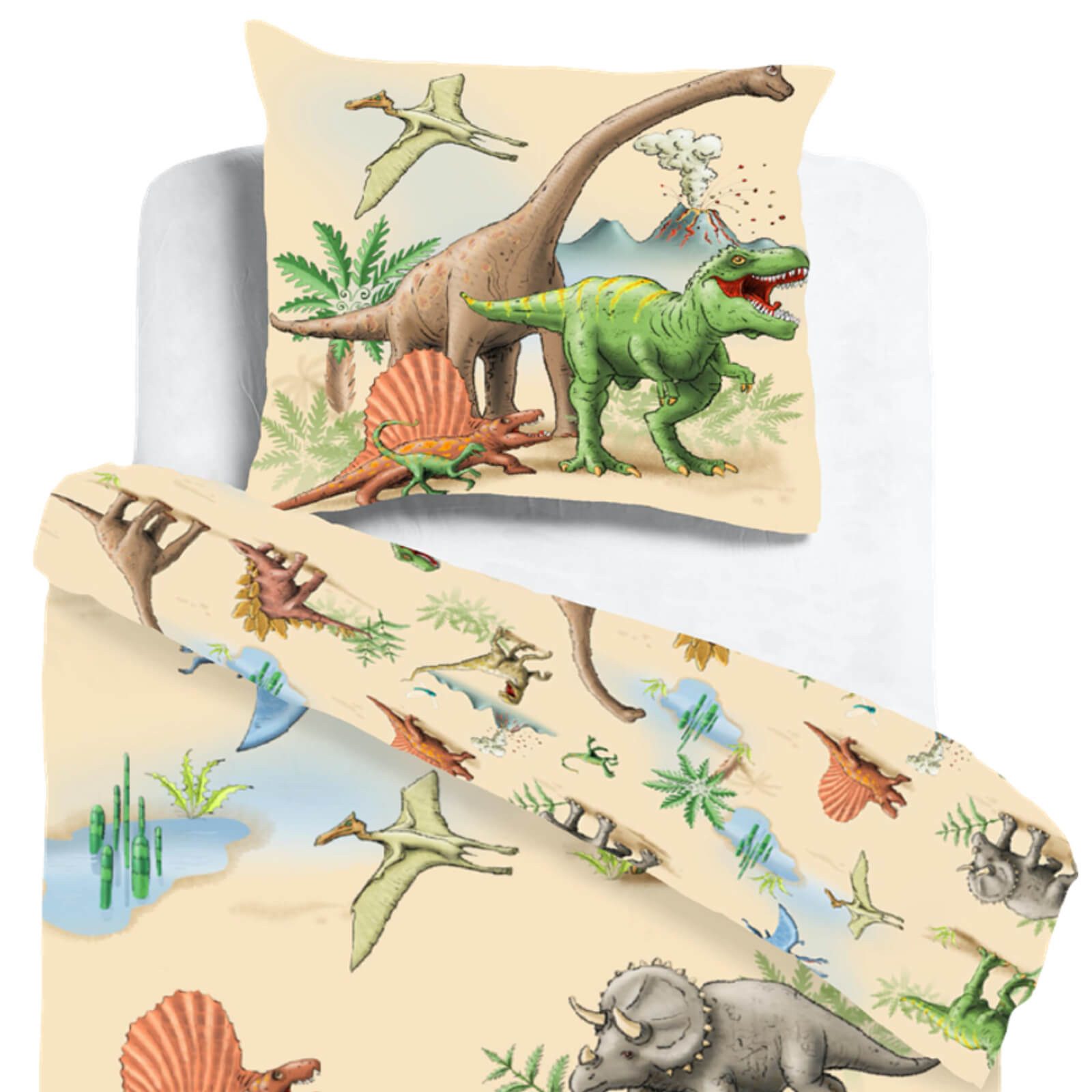 ESPiCO Kinderbettwäsche Dinoland, Renforcé, 2 teilig, Digitaldruck, Dinowelt, Dinosaurierwelt