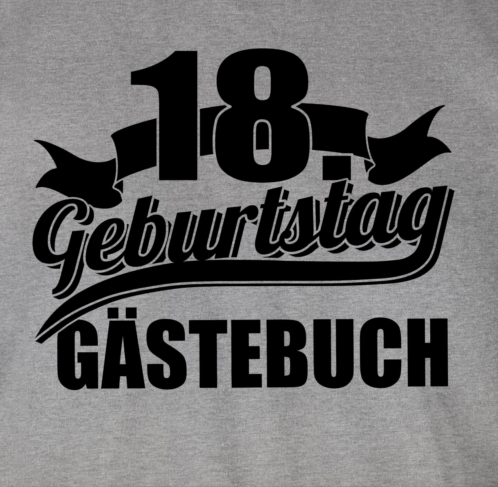 Shirtracer 2 Geburtstag 18. Achtzehnter meliert Geburtstag Grau T-Shirt Gästebuch