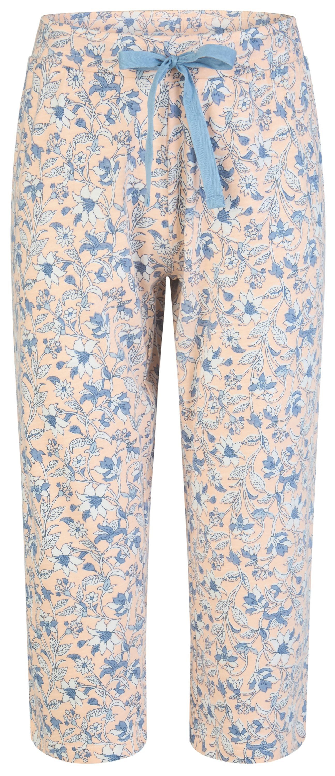 By Louise Pyjamahose Lace Luxury (1-tlg., 1-teilig) Damen Schlafhose Pyjamahose Caprihose Baumwolle