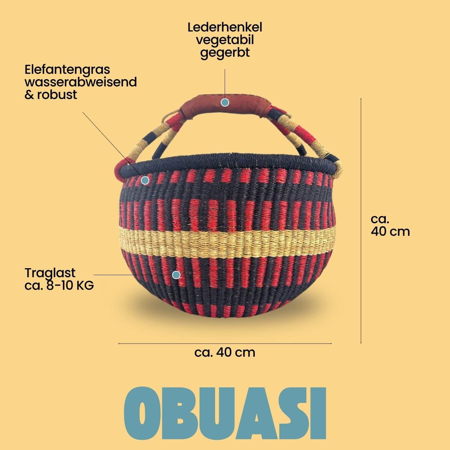 Einkaufskorb Bolga Korb - Obuasi - Rund, Kunstvoll geflochtene Bolga Körbe günstig online kaufen