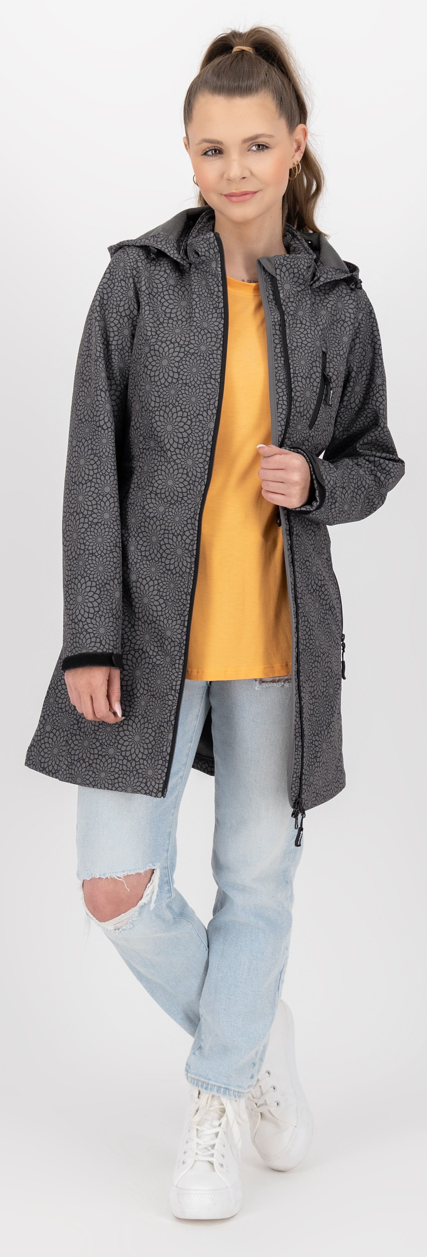 DEPROC Active Softshelljacke SHELBY LONG leichter Softshell Kurzmantel mit abnehmbarer Kapuze