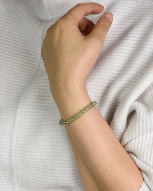 MayTree Armband Jade, 6mm Geschenk für Muttertag, Geburtstag, Weihnachten (Stück, 1-tlg), mit 24K vergoldeter Perle aus 925Silber