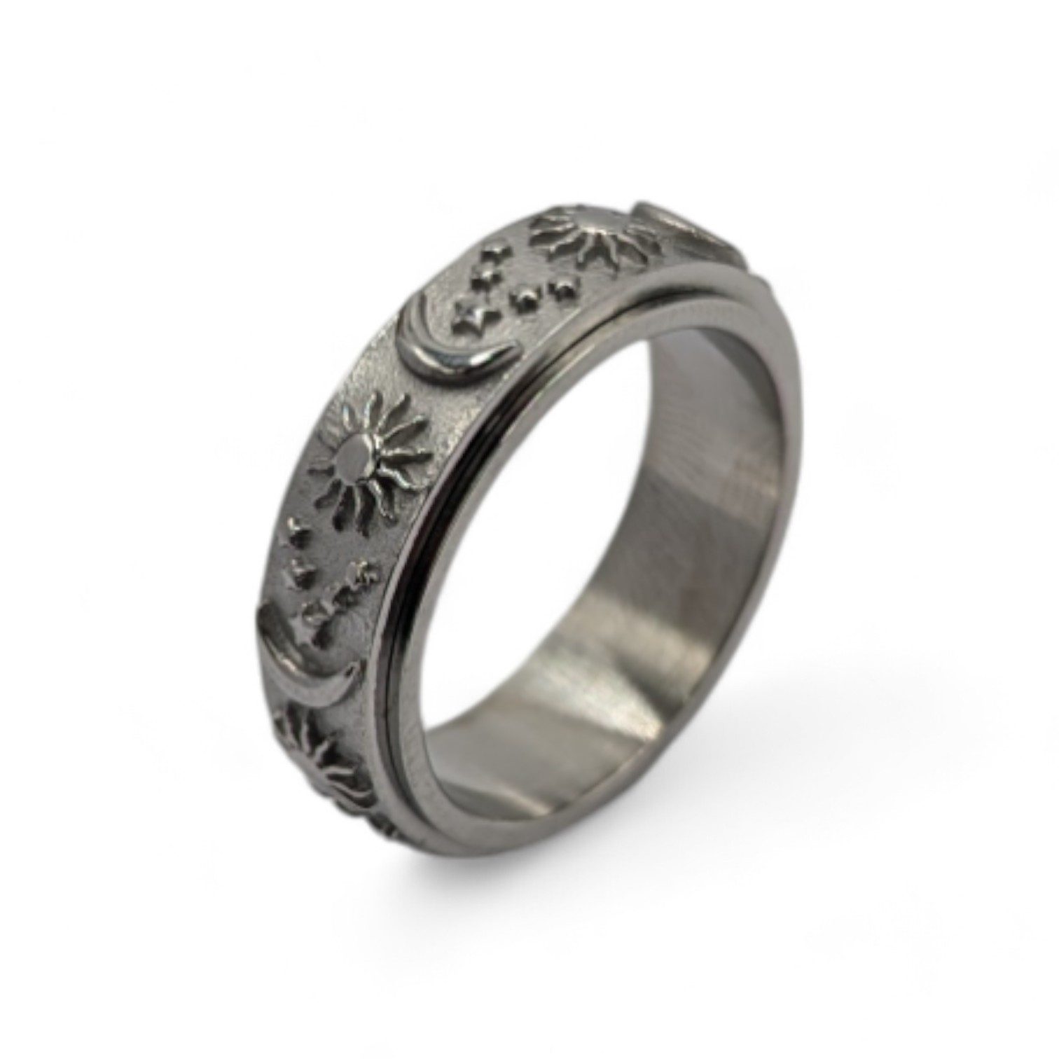Eyecatcher Fingerring Drehbare Anti-Stress Ringe aus Edelstahl mit Sonne- u günstig online kaufen