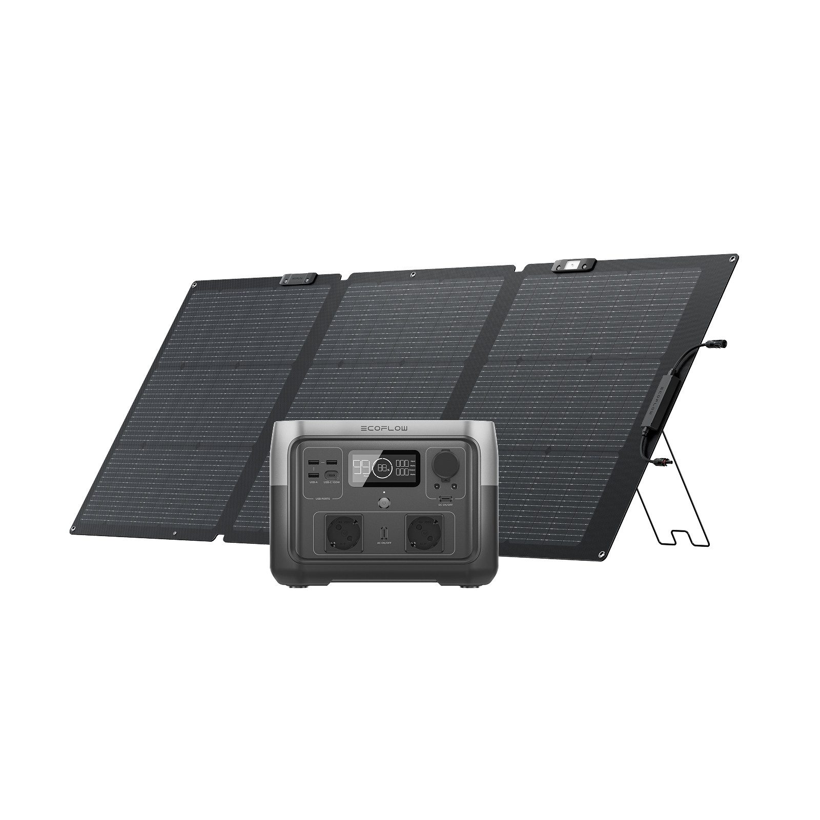 ECOFLOW Tragbare Powerstation RIVER 2 MAX mit 160W solar panel Powerstation