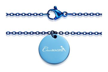 Silberkettenstore Edelstahlkette Halskette mit Anhänger Pferd - Edelstahl, blue