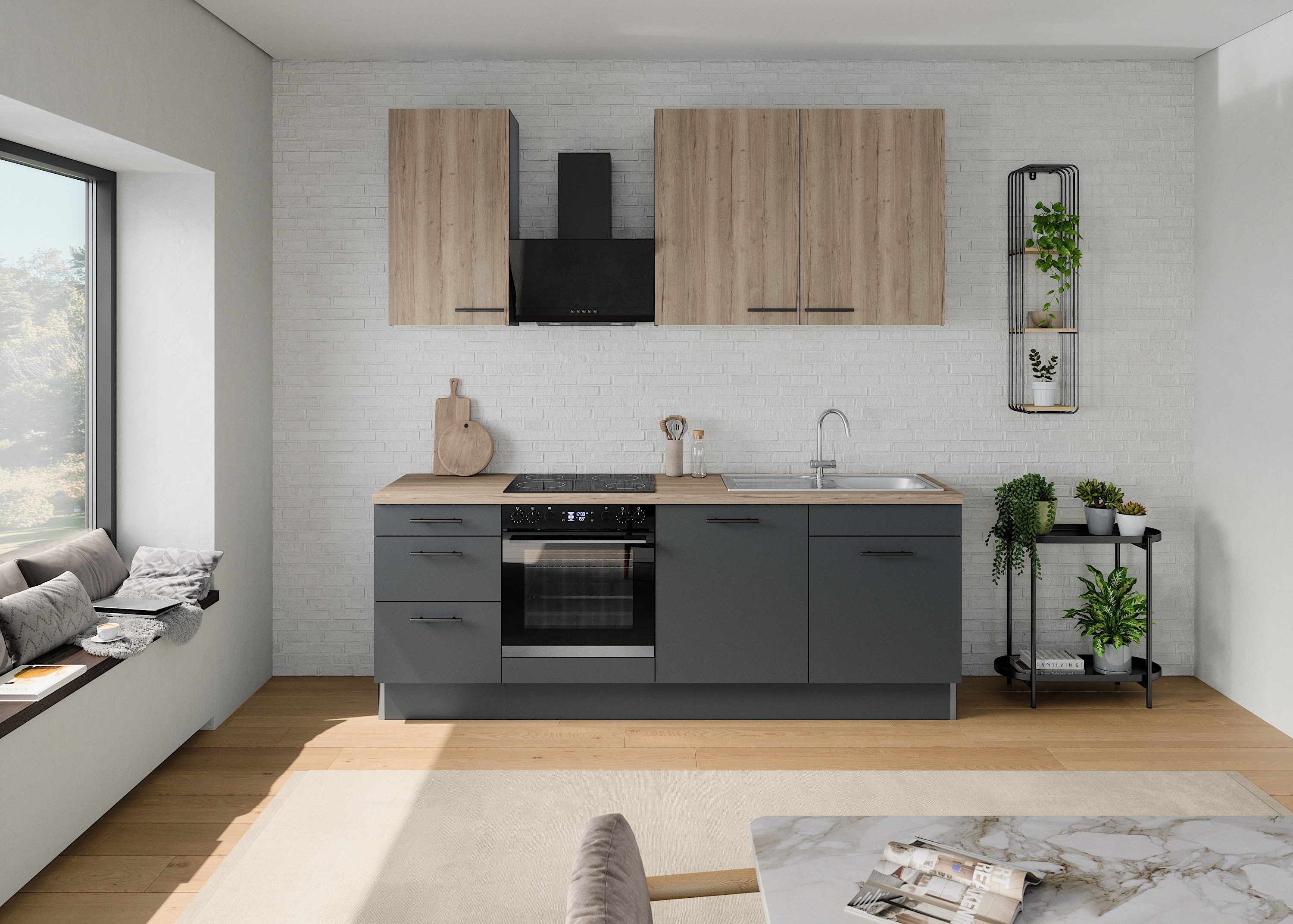 OPTIFIT Küchenzeile Fiona, Breite 230 cm, mit Hanseatic-E-Geräten in Premiu günstig online kaufen