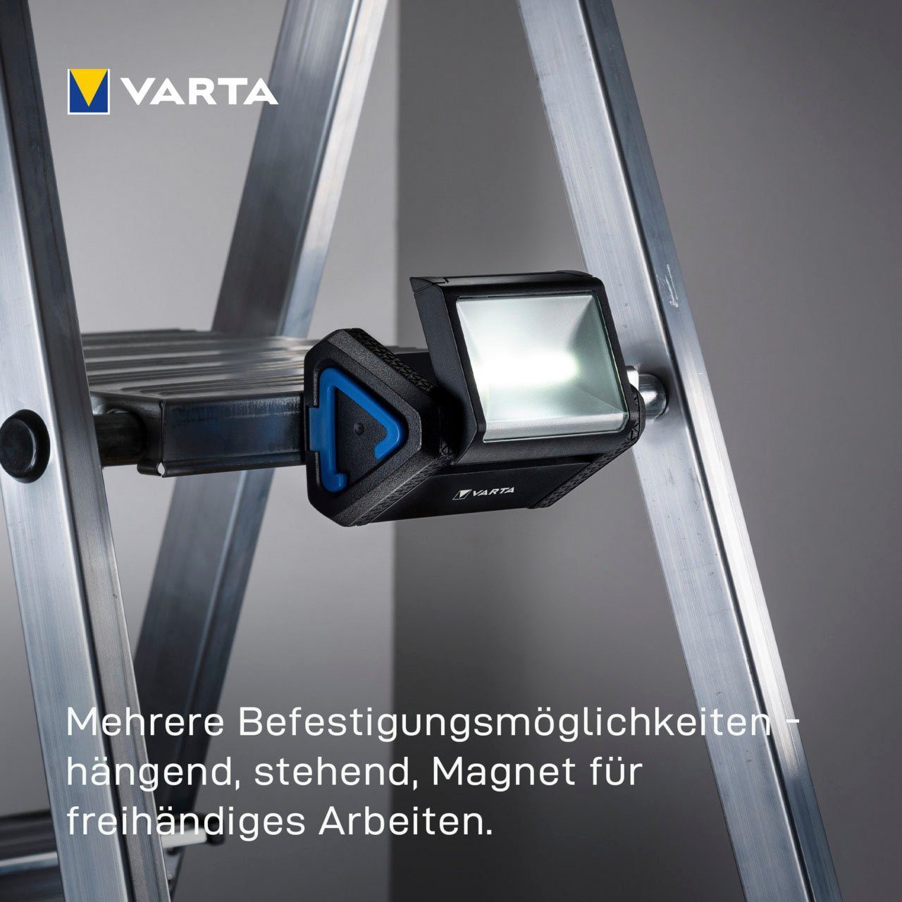 Taschenlampe für freihändiges VARTA für WORK 4-St), AREA FLEX (Set, Werkzeugkästen,Befestigungsmöglichkeiten LIGHT Arbeiten