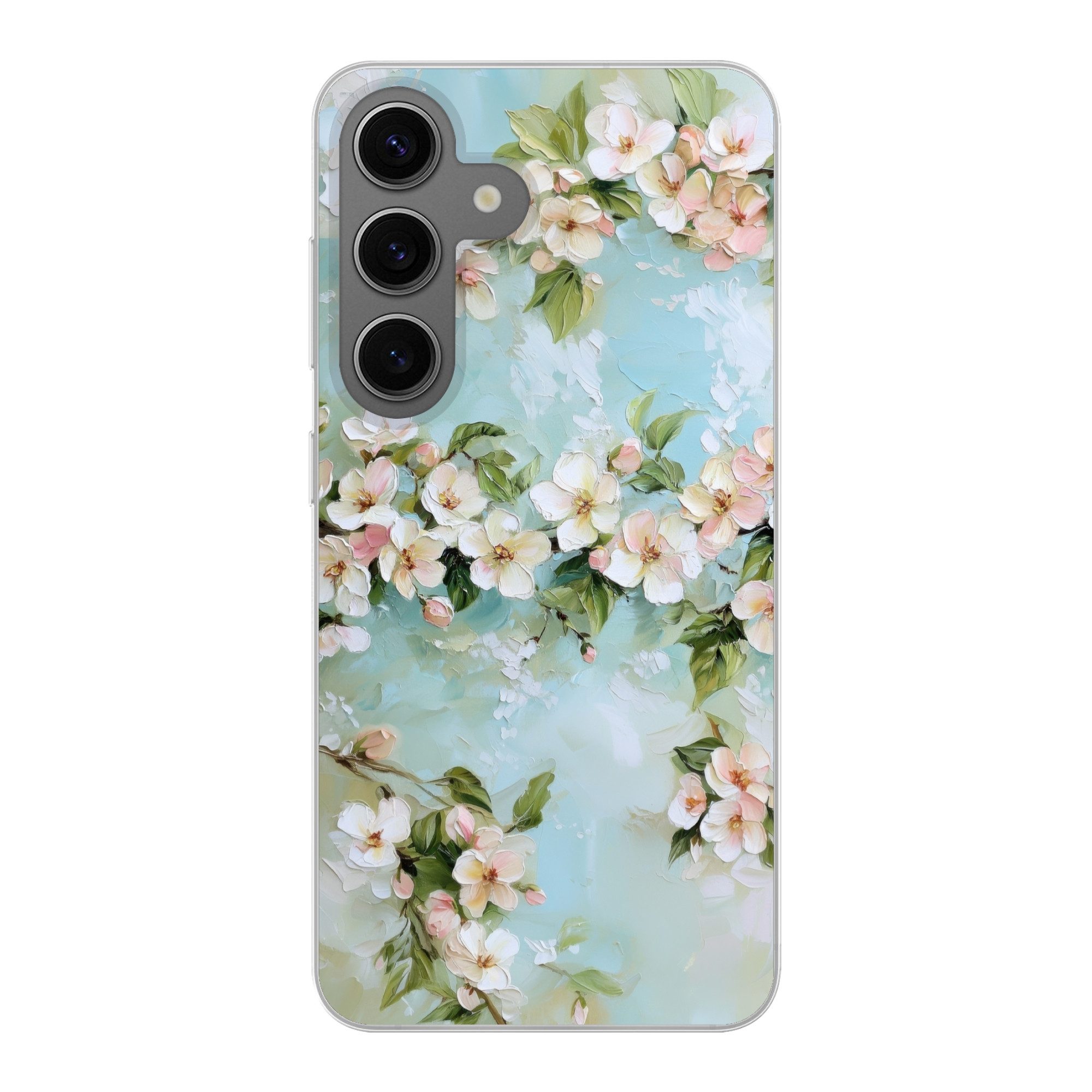 Handyhülle für Samsung Galaxy S24 Blüte - Blätter - Hellblau