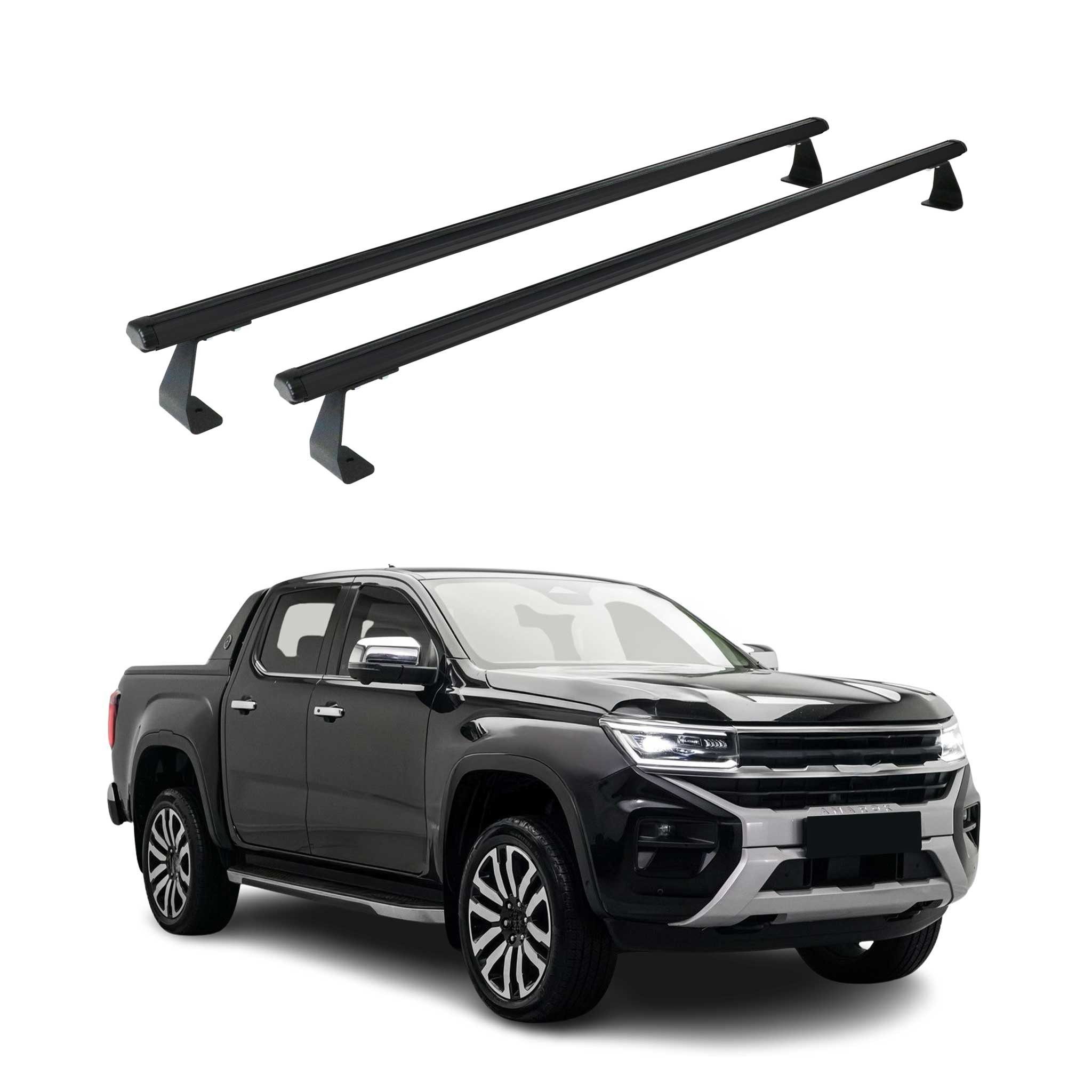 OMAC Dachträger 2022-2025 VW Amarok Dachträger Gepäkträger Schwarz Alu 2 tlg (2-St), Wasserbeständig,Abnehmbar,Multifunktional,Schwerbeanspruchbar