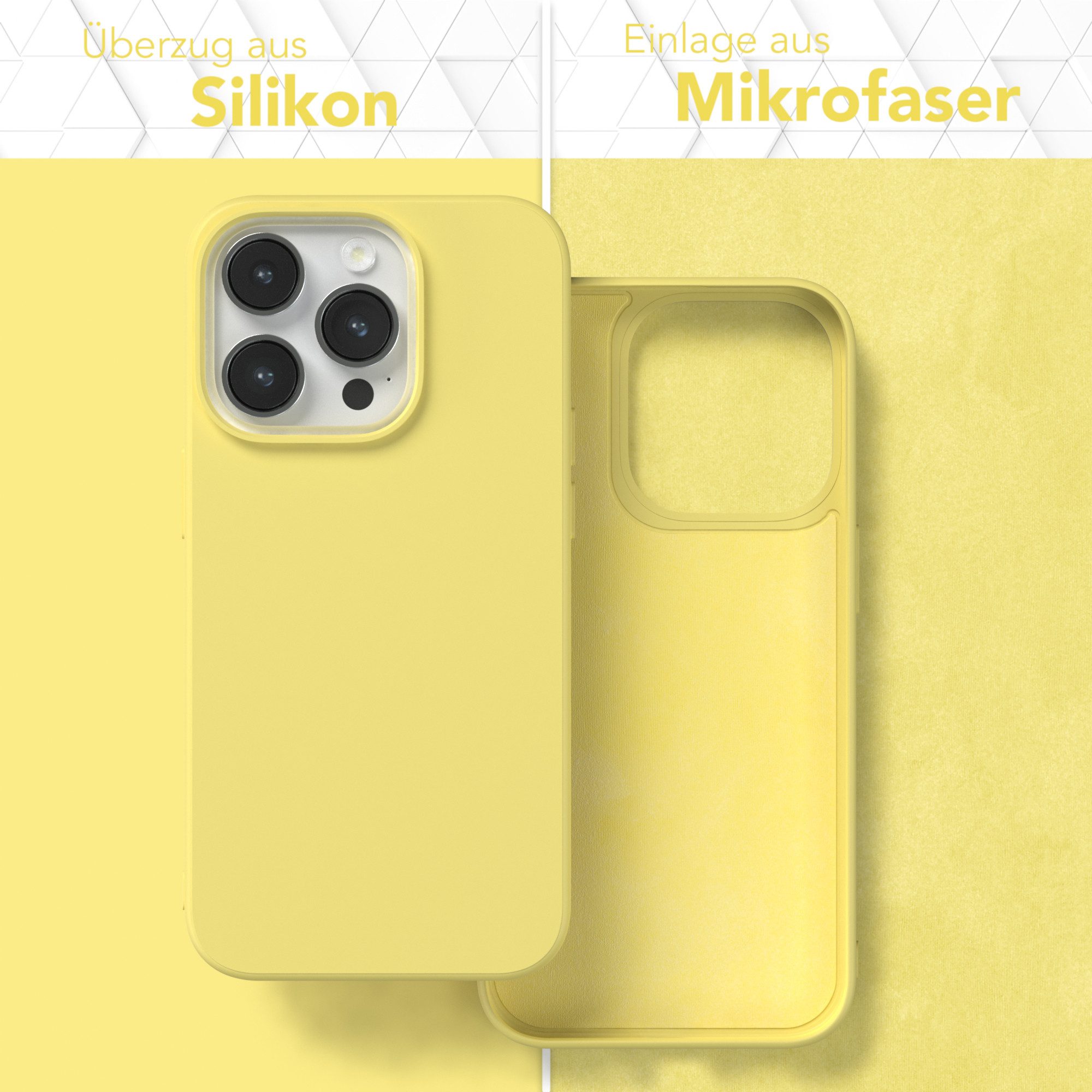 EAZY CASE Handyhülle für Apple iPhone 14 Pro Hülle Silikon 6,1 Zoll, Handy Softcase stoßfest Hülle mit Kameraschutz bumper tpuhülle Gelb
