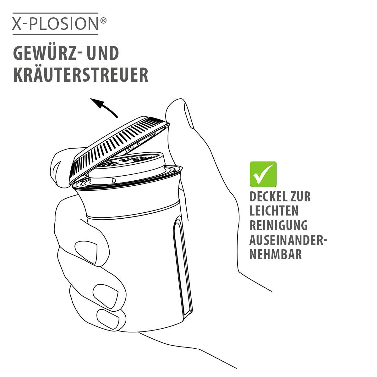 GEFU Gewürzmühle Gewürzstreuer X-PLOSION® Edelstahl Glas Camping Pf