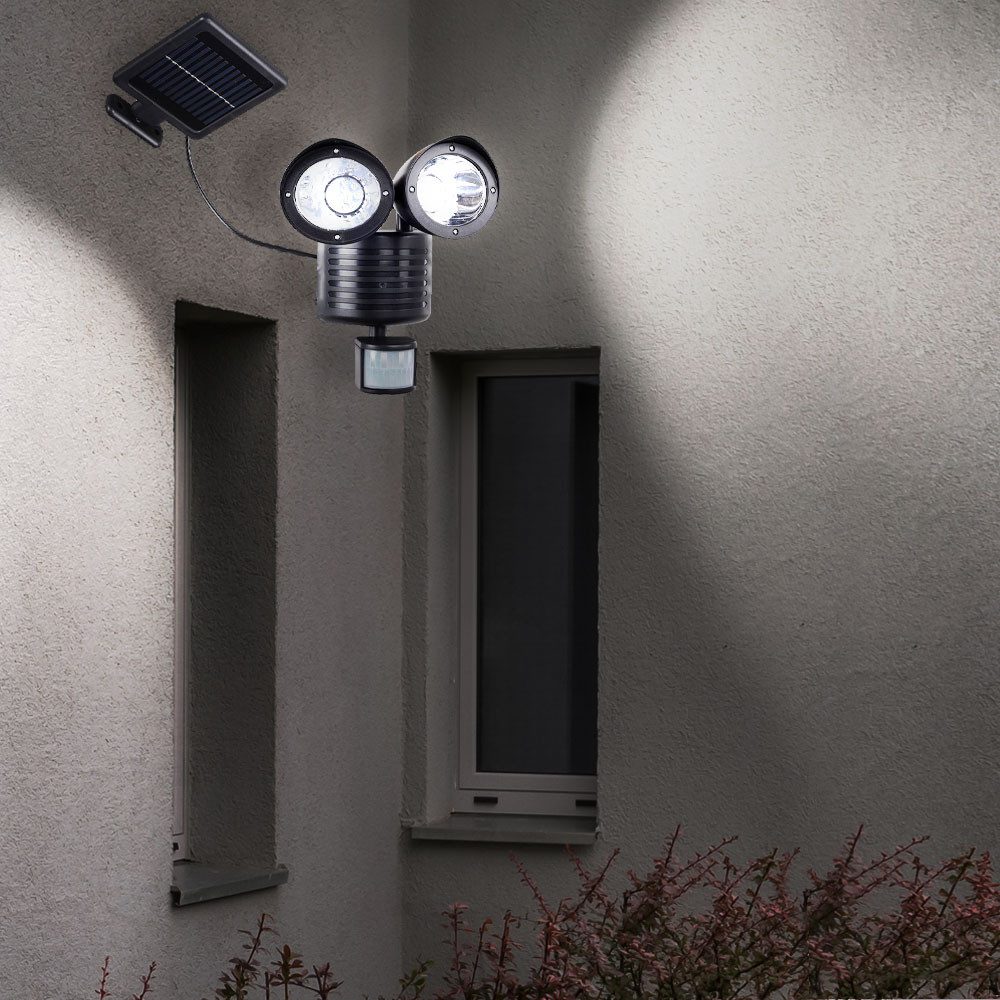 Harms Import LED Wandstrahler, LED-Leuchtmittel fest verbaut, Kaltweiß, Tageslichtweiß, LED Solar Außen Wand Leuchte Bewegungsmelder Strahler Einfahrt Hof