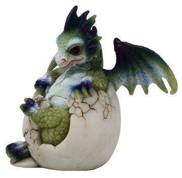 MystiCalls Fantasy-Figur Kleiner grüner Drache im Ei Drachenei Drachenfigur Fantasy (1 St), Perfekt zu jedem Anlass - Geburtstag, Weihnachten