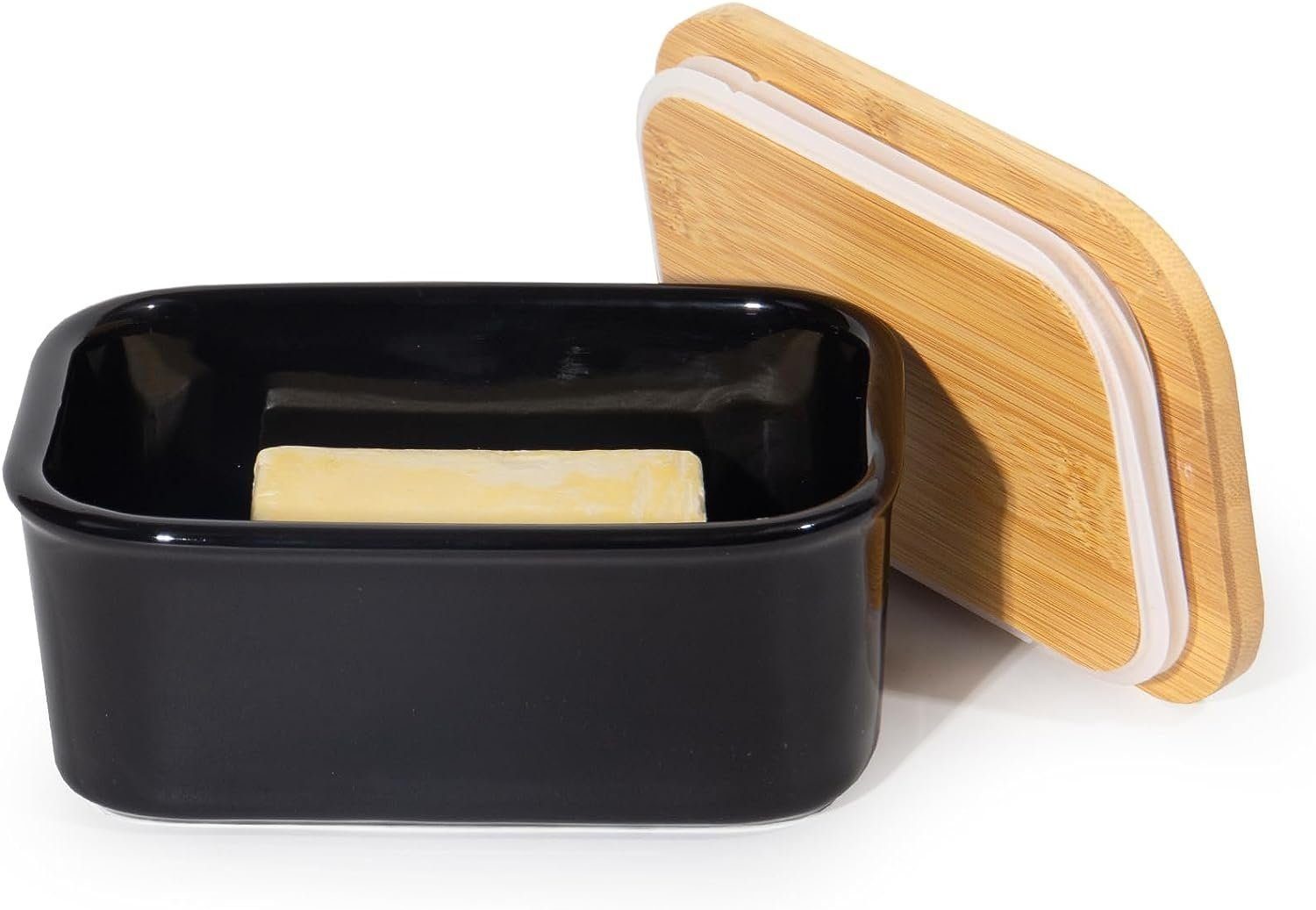 Zedelmaier Butterdose Butterglocke aus Keramik,Butterschale Porzellan für Butter(250g), (HYH005), Butterdose Keramik y Deckel Holz