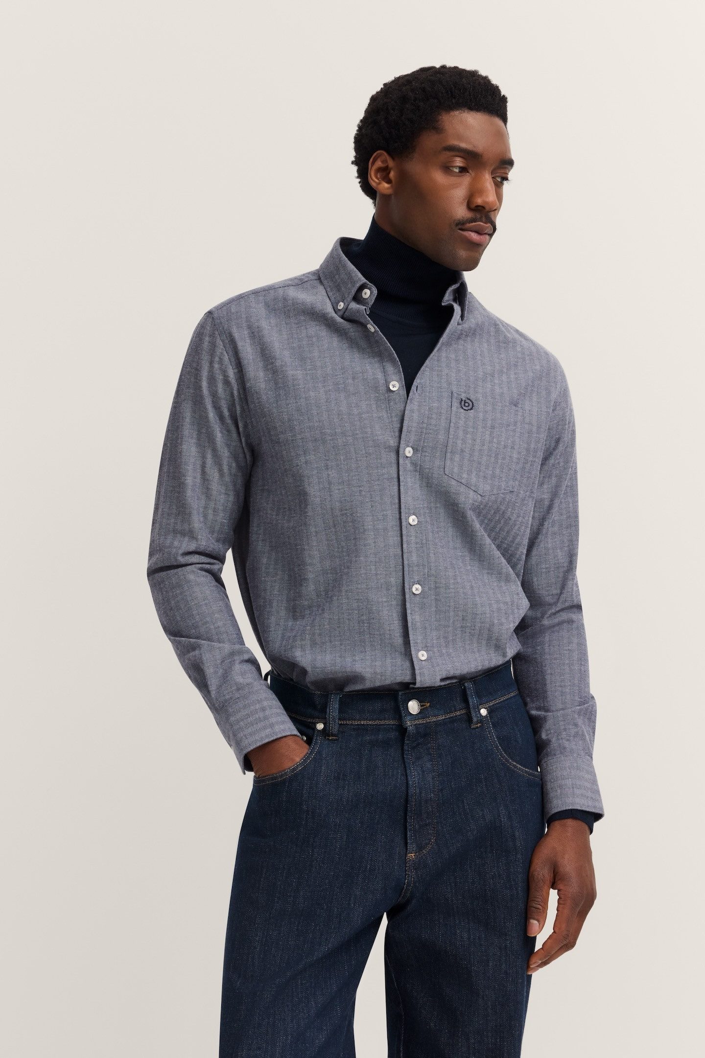 bugatti Langarmhemd Soft Cotton im Modern Fit mit Button-Down Kragen
