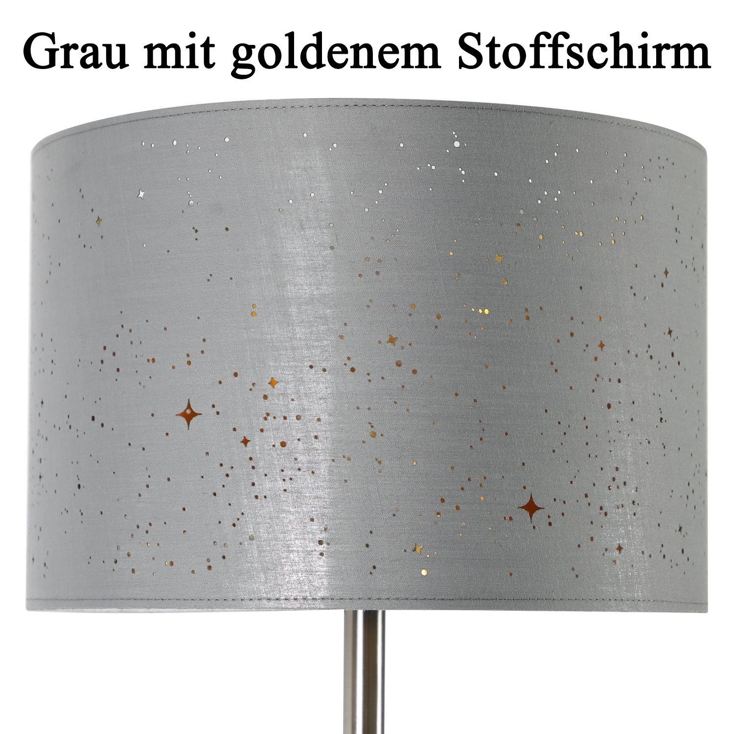 Sternenhimmel Stehlampe mit Wohnzimmer Stehlampe Nettlife Stoff-Schirm, Grau Vintage Esszimmer Schlafzimmer fest für integriert, LED E27 FuBschalter, max.40W