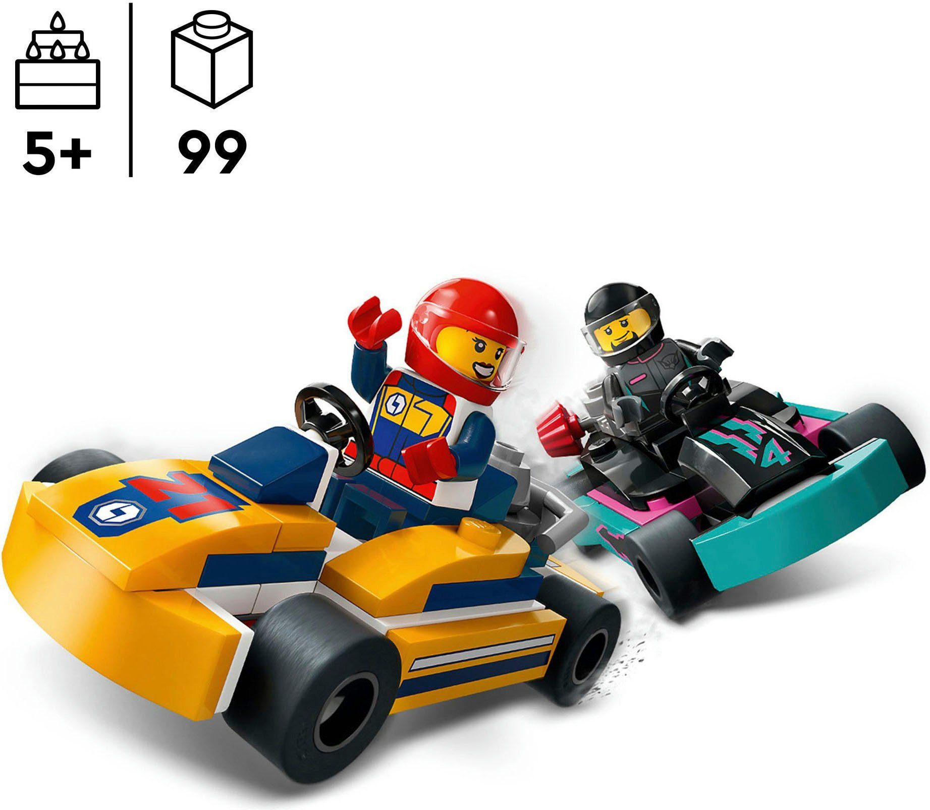 LEGO® Go-Karts mit Rennfahrern (60400), LEGO City Konstruktionsspielsteine, (99 St), Made in Europe