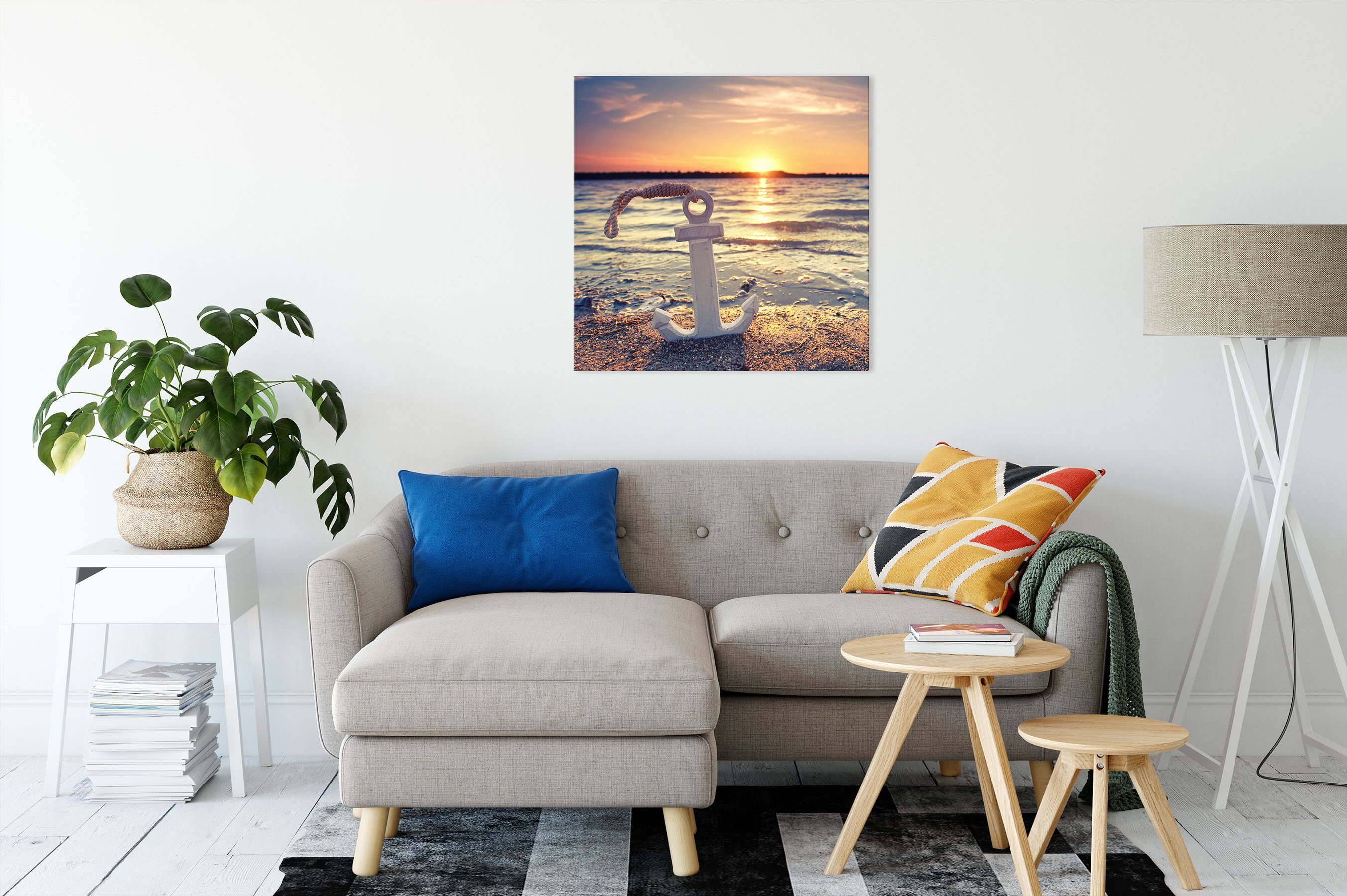 Pixxprint Leinwandbild Anker am Ostseestrand im günstig online kaufen