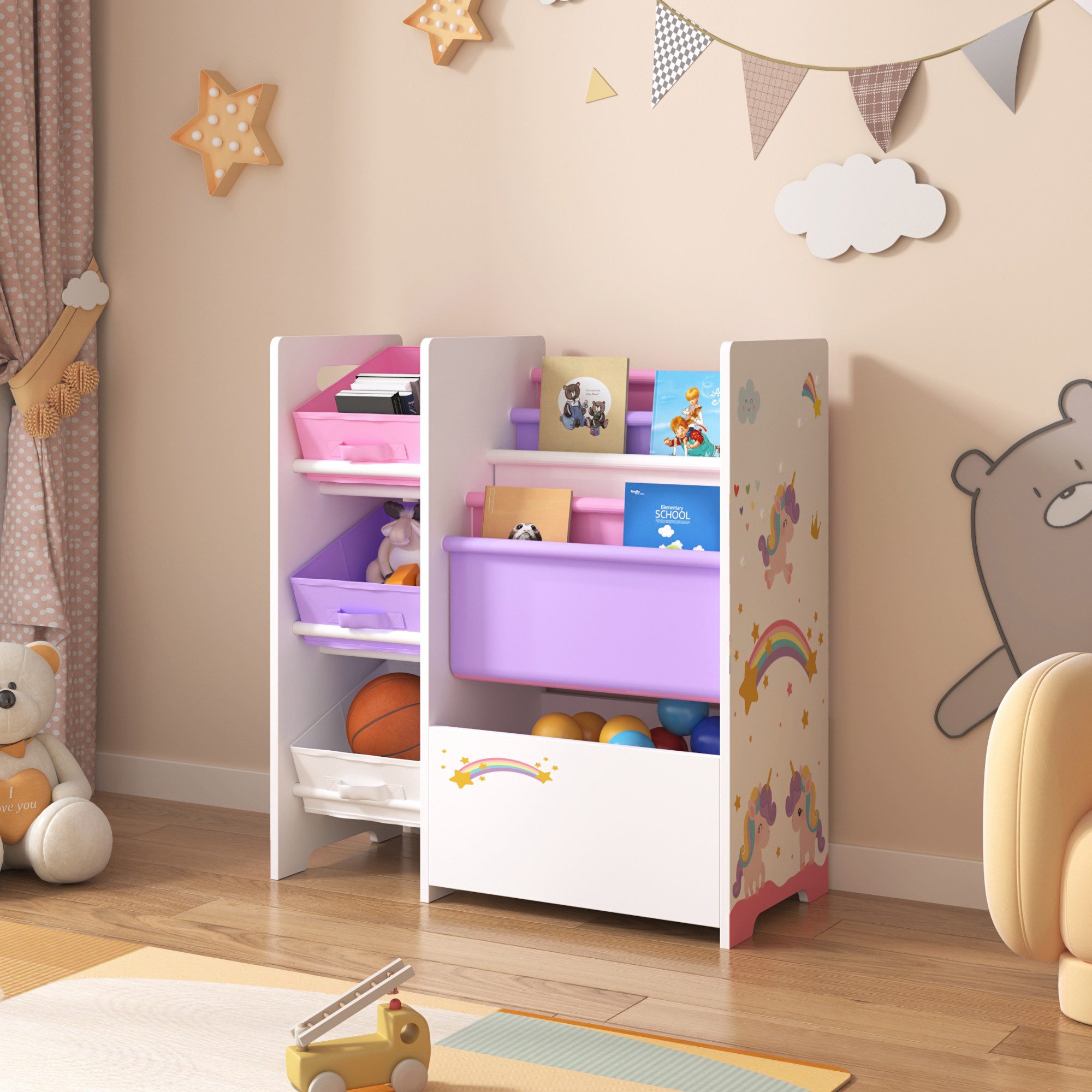 en.casa Kinderregal, »Vimianzo« Einhorn-Motiv 60 x günstig online kaufen