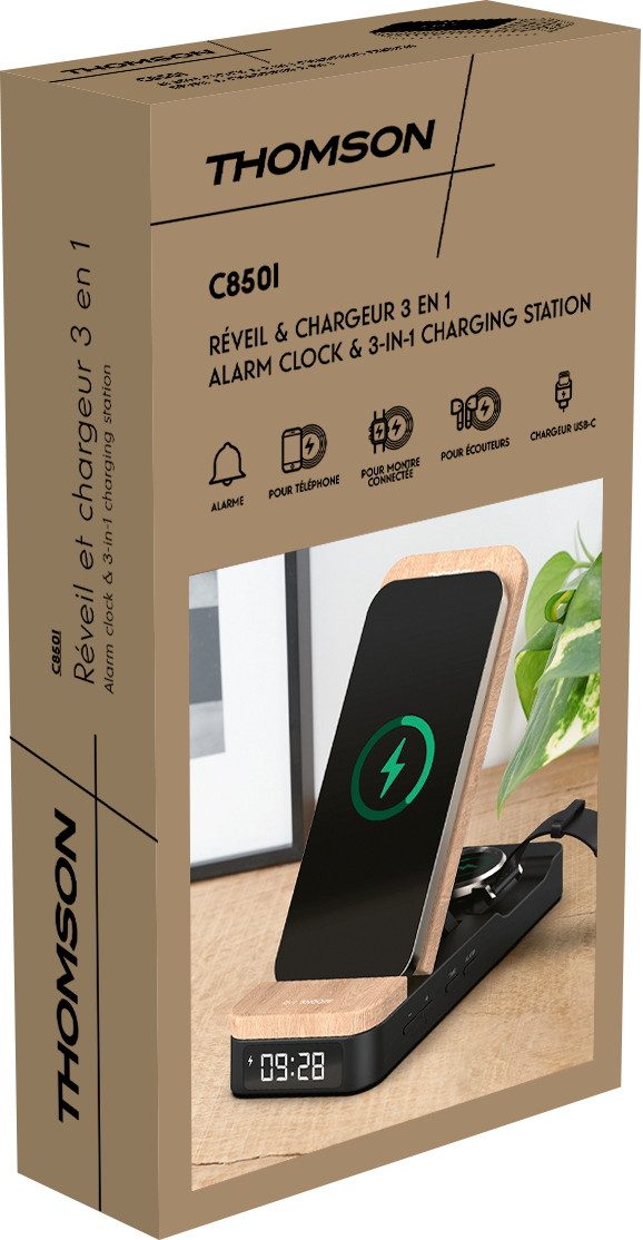 Thomson Будильники Будильники und 3-in-1 Ladestation C850I schwarz braun TH389753