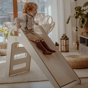 MeowBaby Indoor-Rutsche Kinderrutsche Scandi Grau - Indoor Rutsche für Kinder ab 1 Jahr, (1-tlg), Montessori Möbel Spielzeug, abgerundeten Ecken & Kanten, stabile Konstruktion, unbedenkliches Material