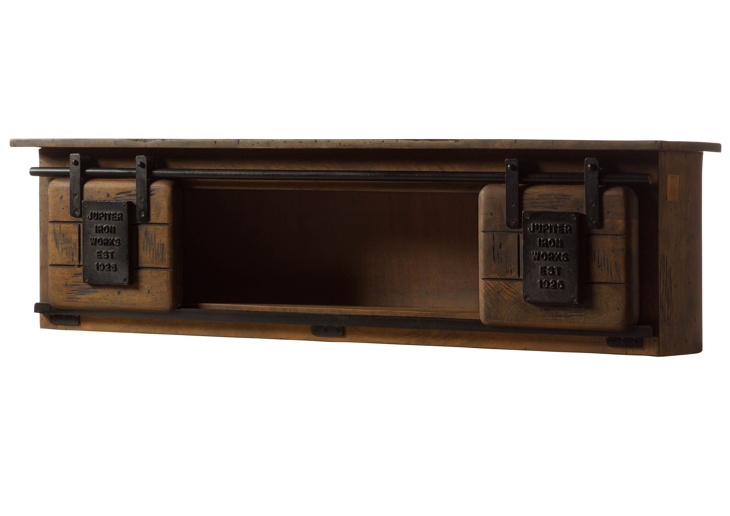 Massivmoebel24 Wandregal RAILWAY, 1-tlg., Mango 130x25x35 braun lackiert RAILWAY #465