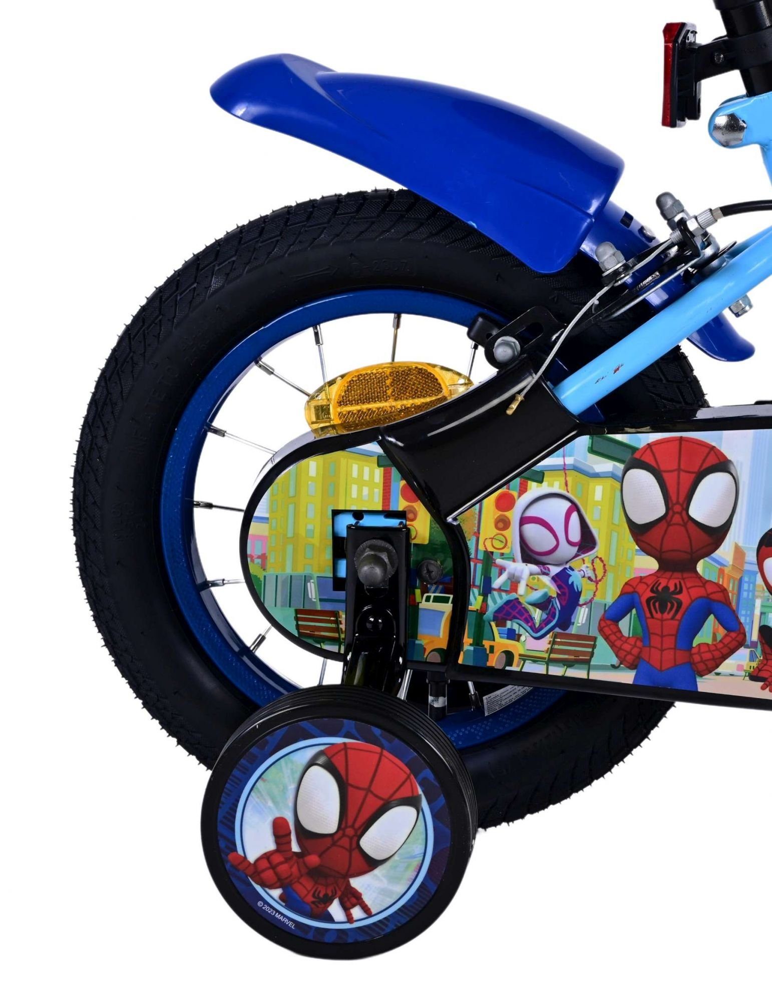 Volare Kinderfahrrad Spidey - Jungen - 12 bzw. 14 Zoll - Blau - Zweihandbremsen, 85% zusammengebaut, 2 Handbremsen, Stahlfelge