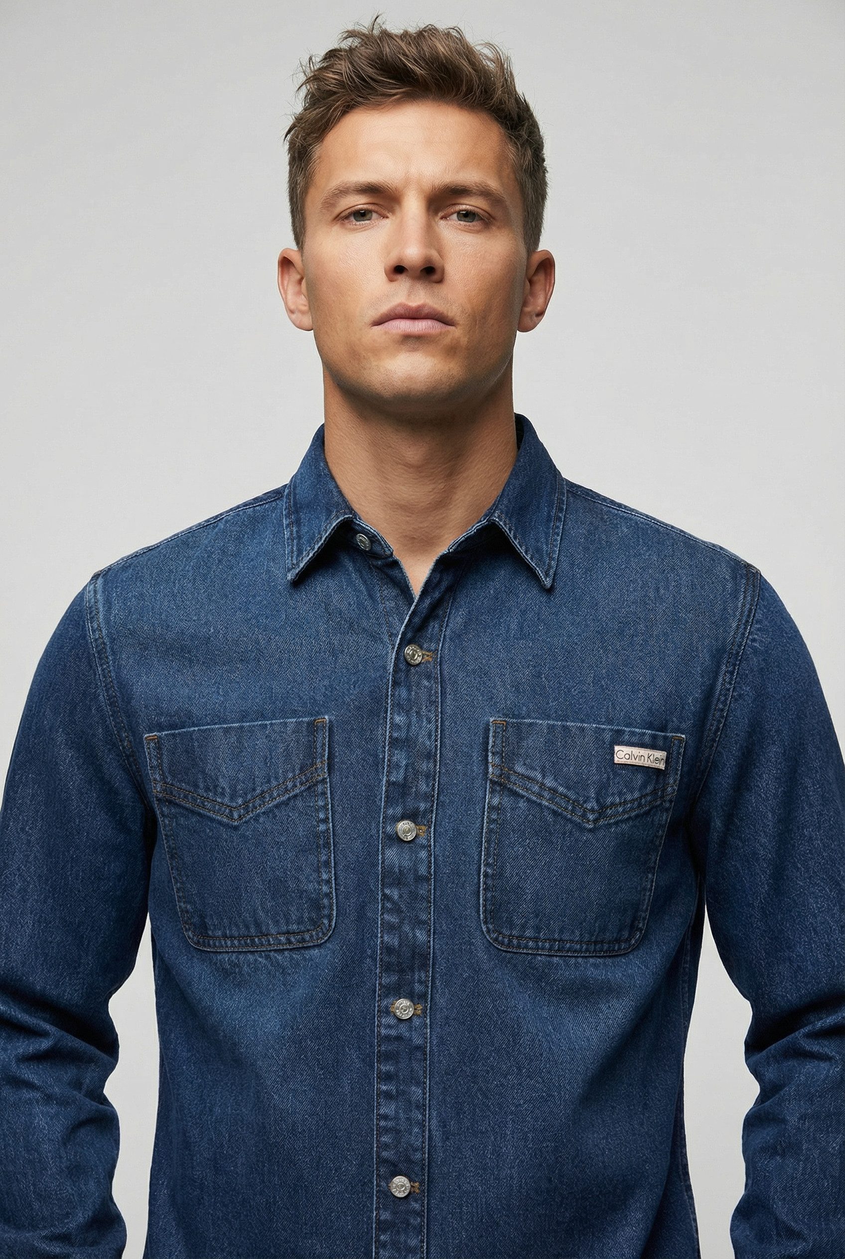 Calvin Klein Jeans Jeanshemd 90S HORIZON OVERSHIRT Regular fit mit aufgeset günstig online kaufen