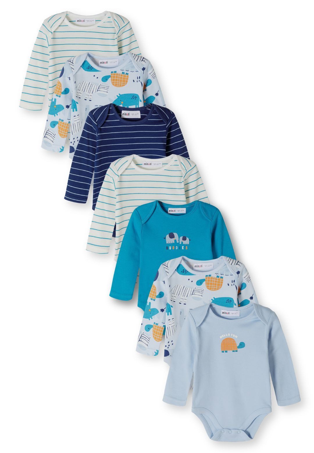 MINOTI Langarmbody für Babys mit Zebras (Packung, 7-tlg) Amerikanerausschnitt