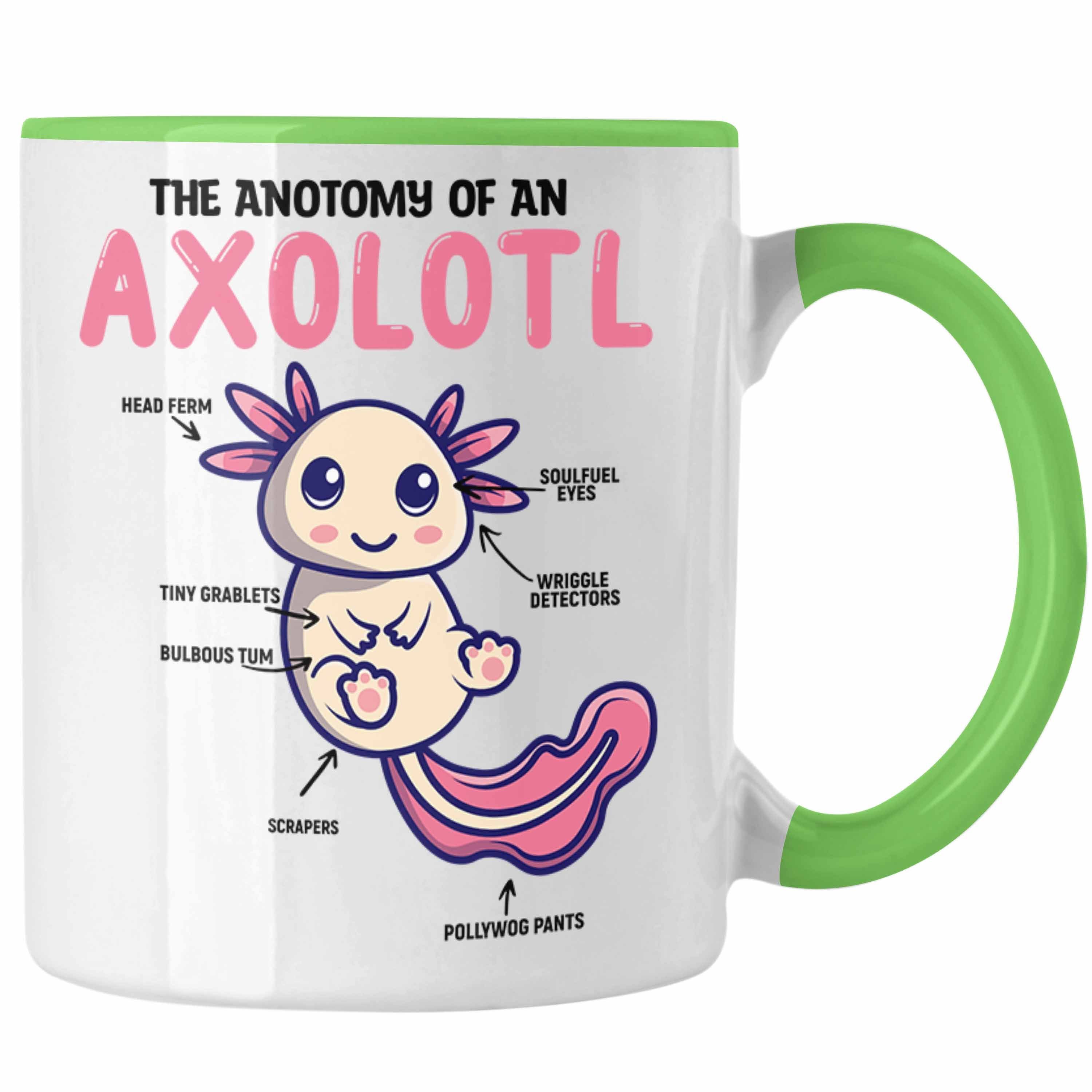 Trendation Tasse Trendation - Axolotl Tasse Geschenk für Schwanzlurch-Liebhaber Grün