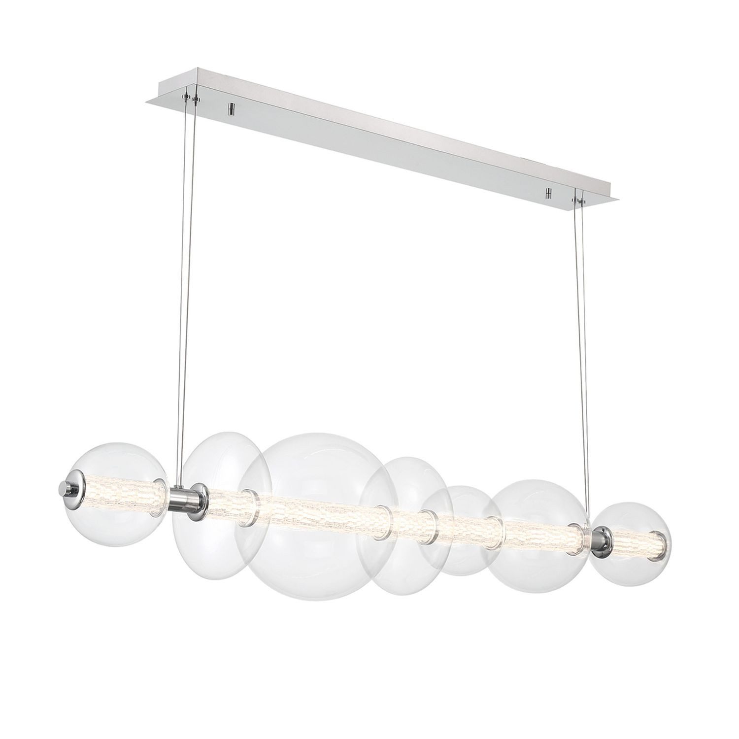Licht-Erlebnisse Pendelleuchte ADELIN, LED, Warmweiß, LED Glas Metall 1421 cm lang H: max. 184 cm 3000 K 3586 lm Chrom