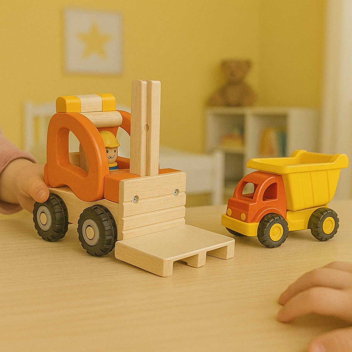 goki Spielzeug-Gabelstapler Gabelstapler, (Set, 2-tlg., packung), das perfekte Spielzeug für Kinder