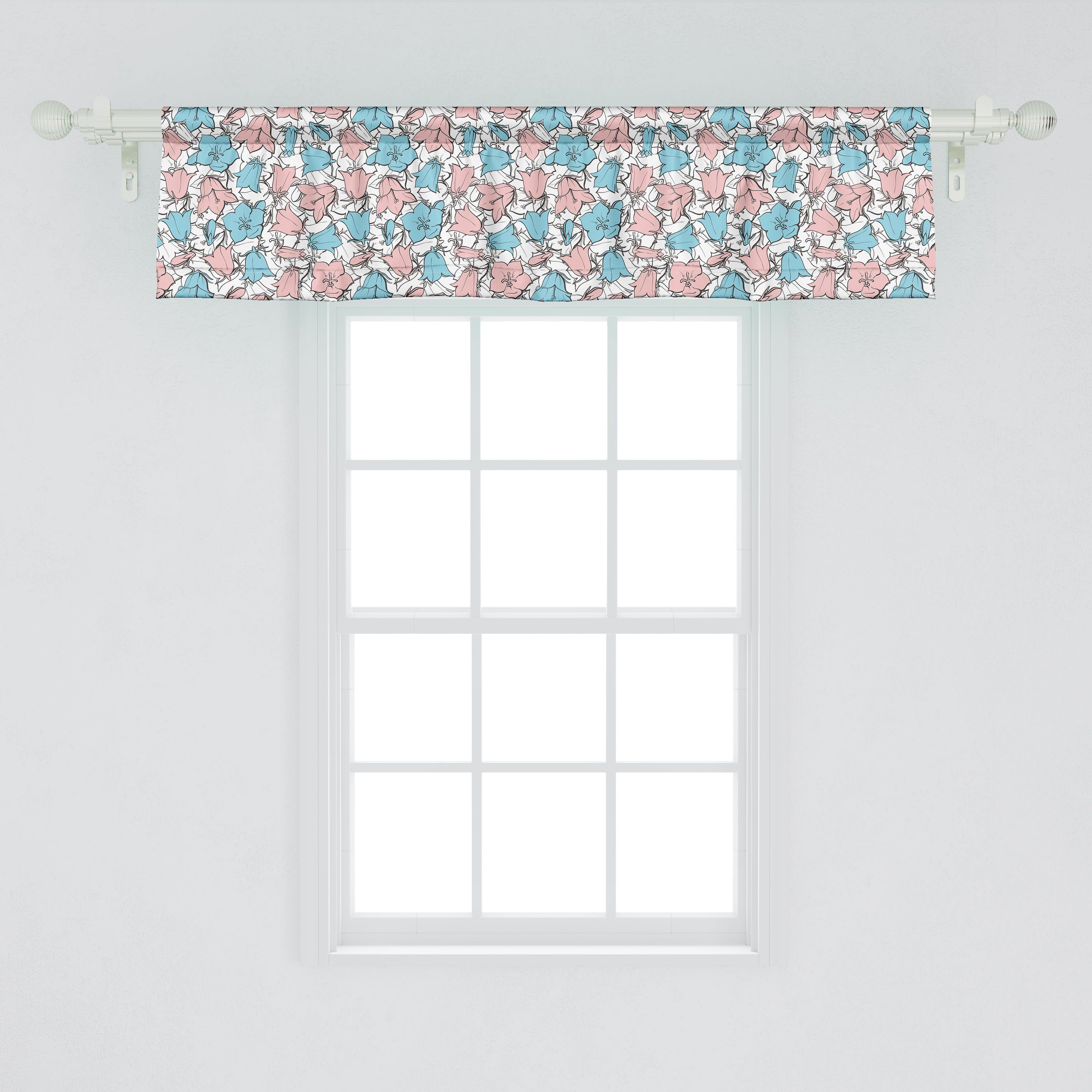 Scheibengardine Vorhang Volant für Microfaser, Bouquets Blumen Abakuhaus, Stangentasche, Küche Schlafzimmer Dekor mit Campanula Pastell