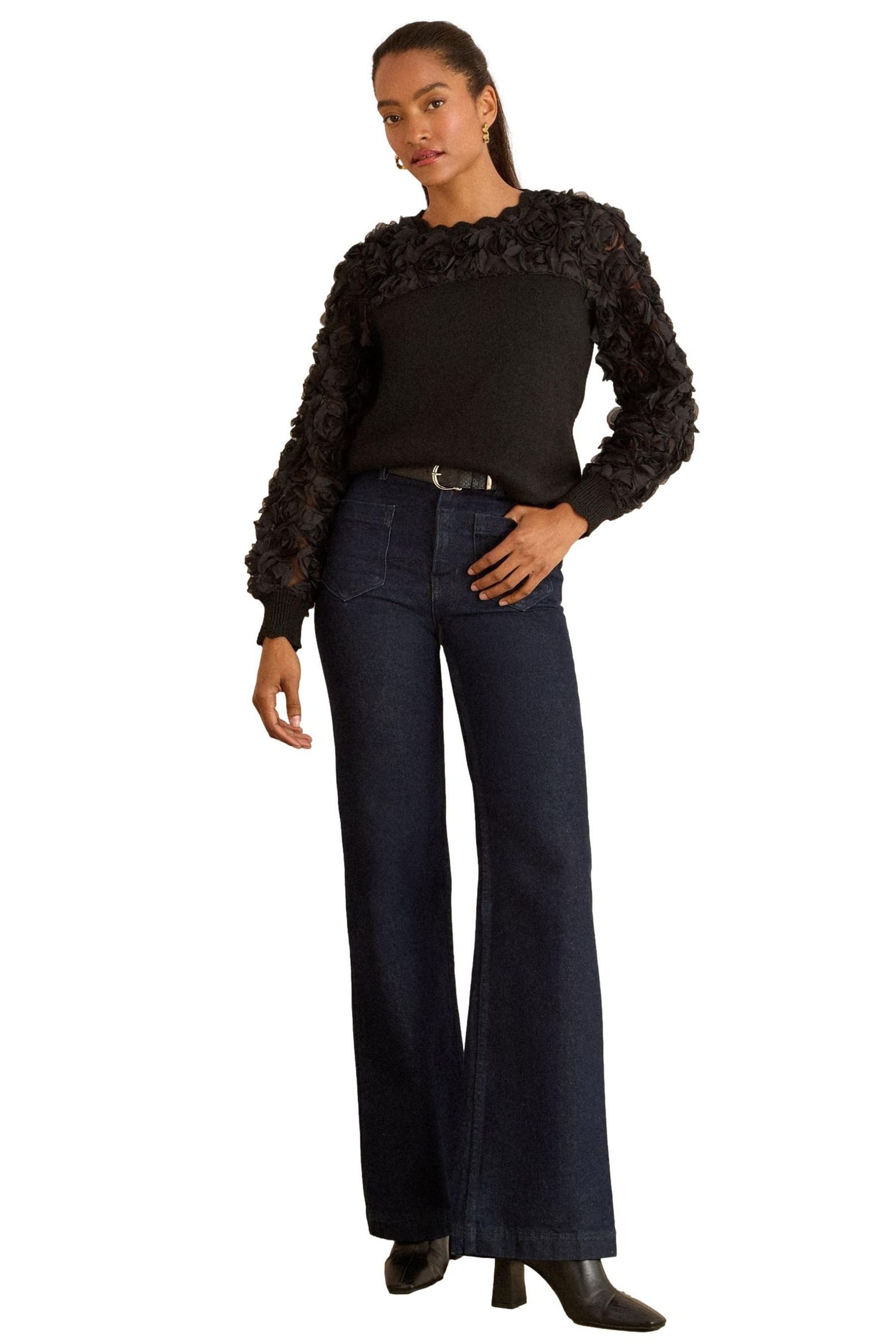 Love & Roses Strickpullover Love & Roses Strickpullover mit Webstoff-Ärmeln günstig online kaufen