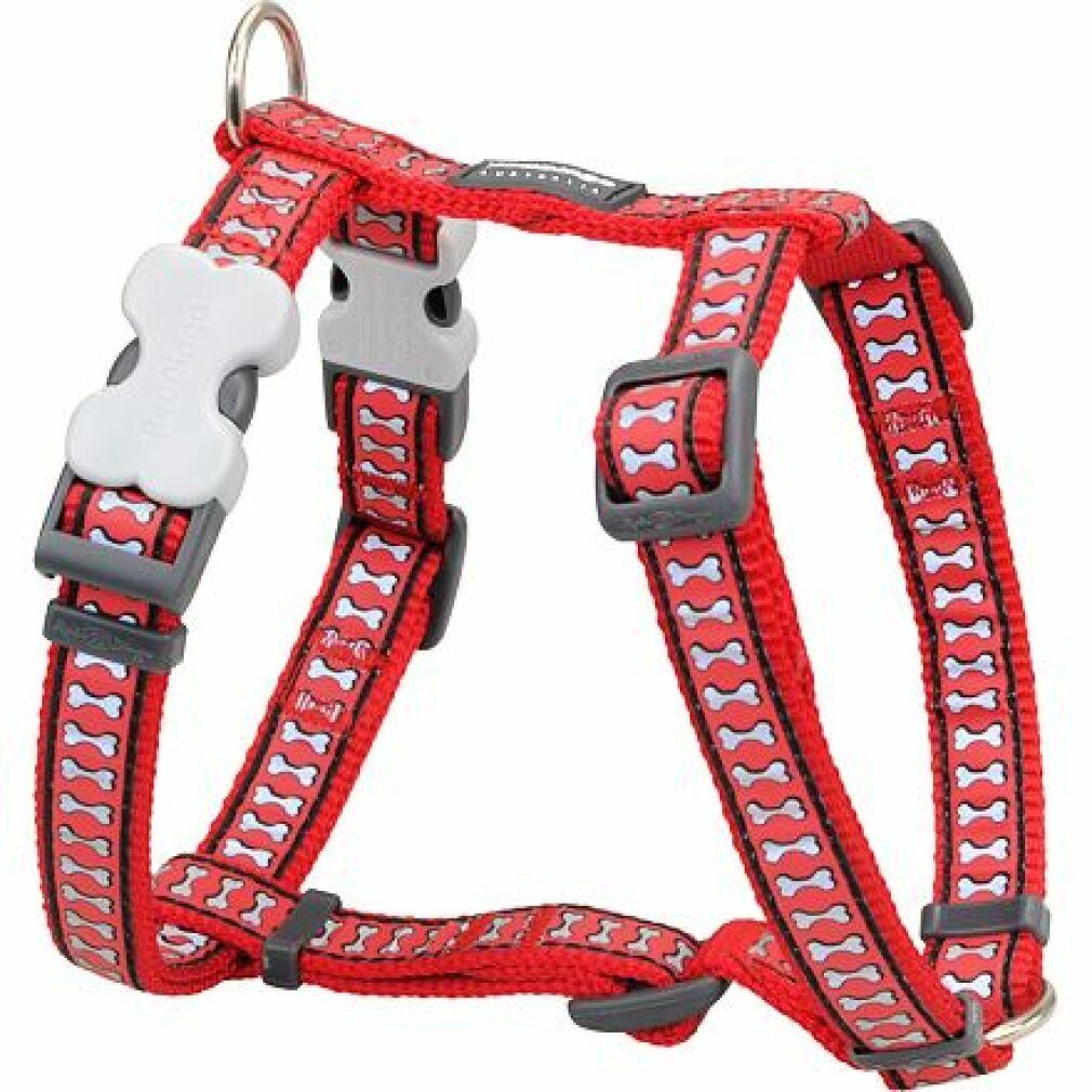 Red Dingo Hunde-Geschirr Hundegeschirr Rot Knochen Reflektierend 30-48 cm