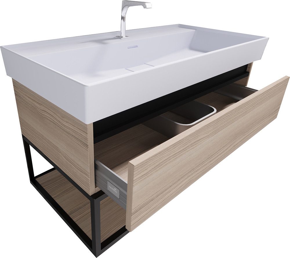 Aloni Waschbeckenschrank SHP080.07 (1-St) Sharp Badezimmer Unterschrank 80 cm