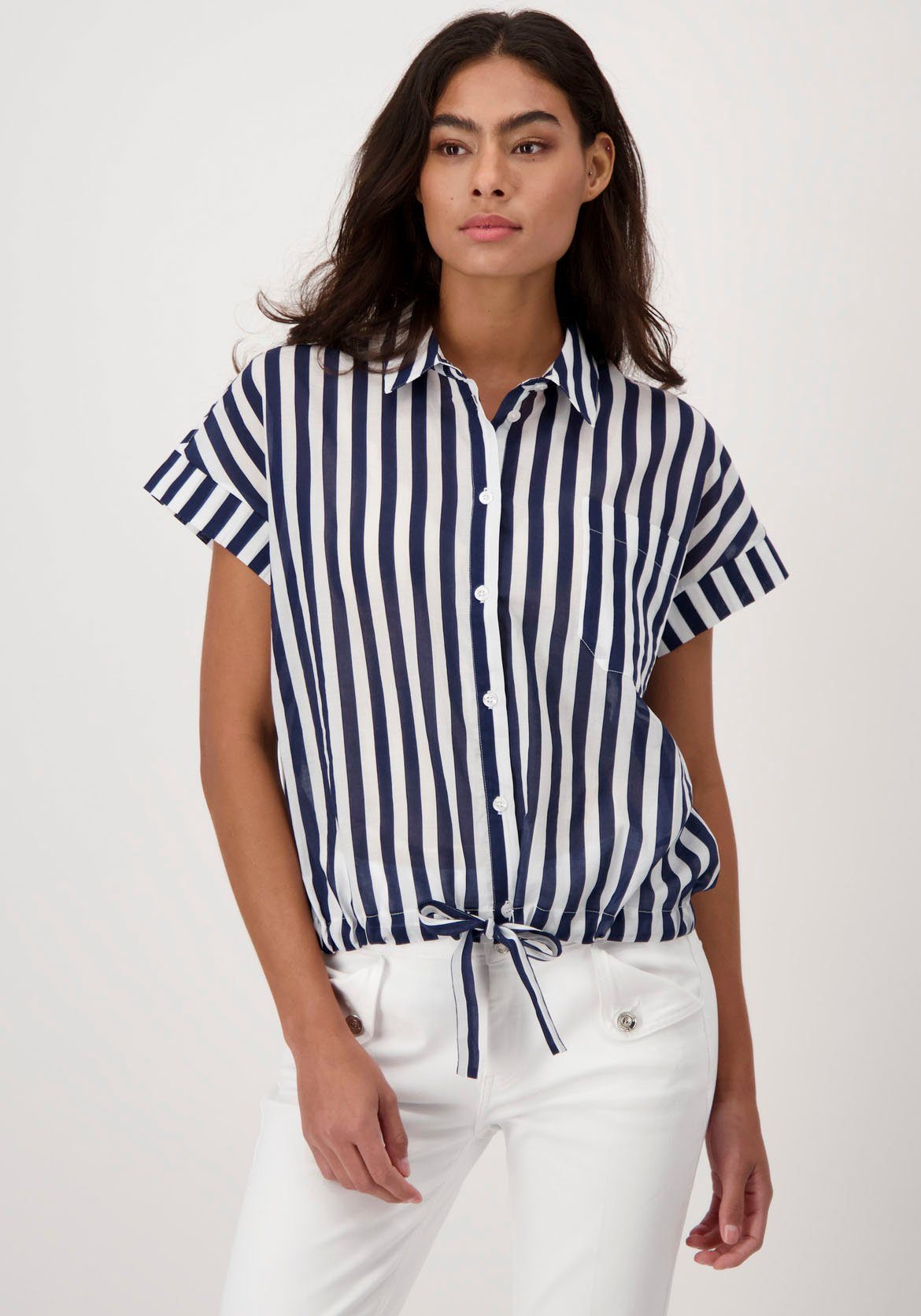 Monari Kurzarmbluse mit Streifen | Blusenshirts