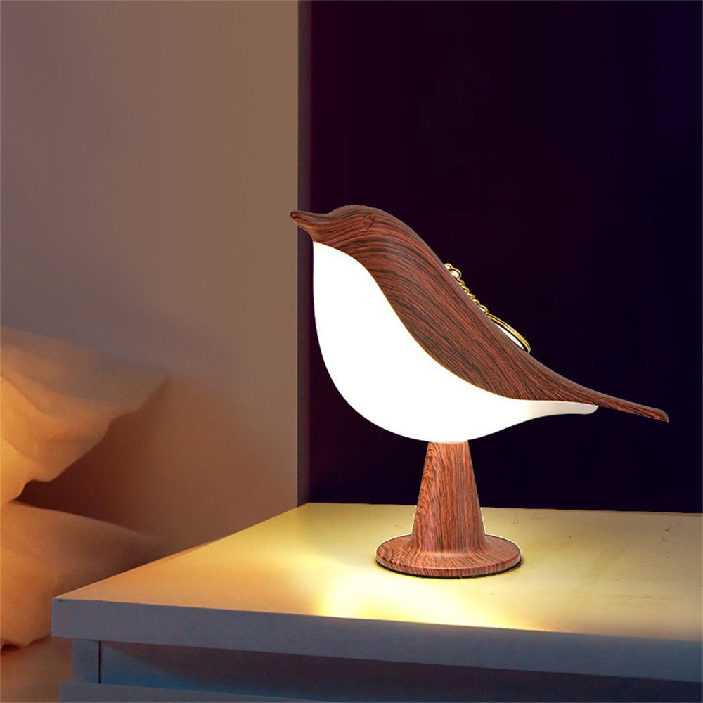Rouemi Nachtlicht Schlafzimmer Nachtlicht, Vogel Nachttischlampe, USB-Schreibtischlampe Braun