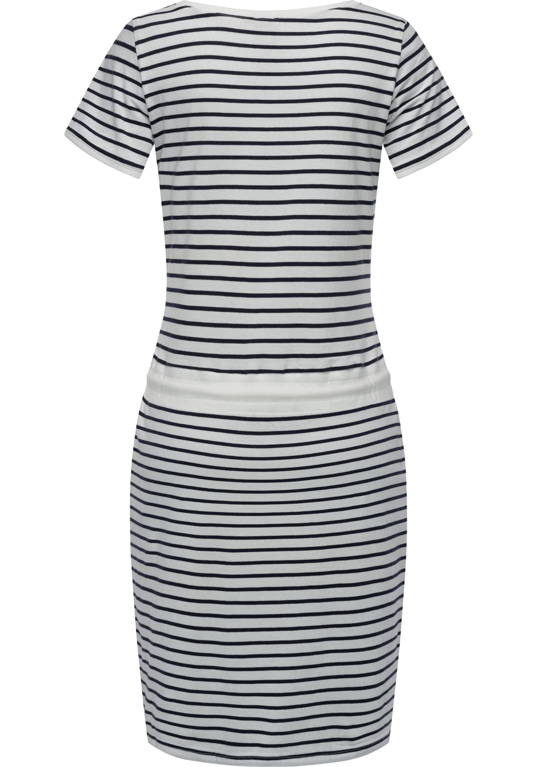 Ragwear Sommerkleid Baomi gestreiftes Damen Minikleid mit Taillenkordel und Taschen
