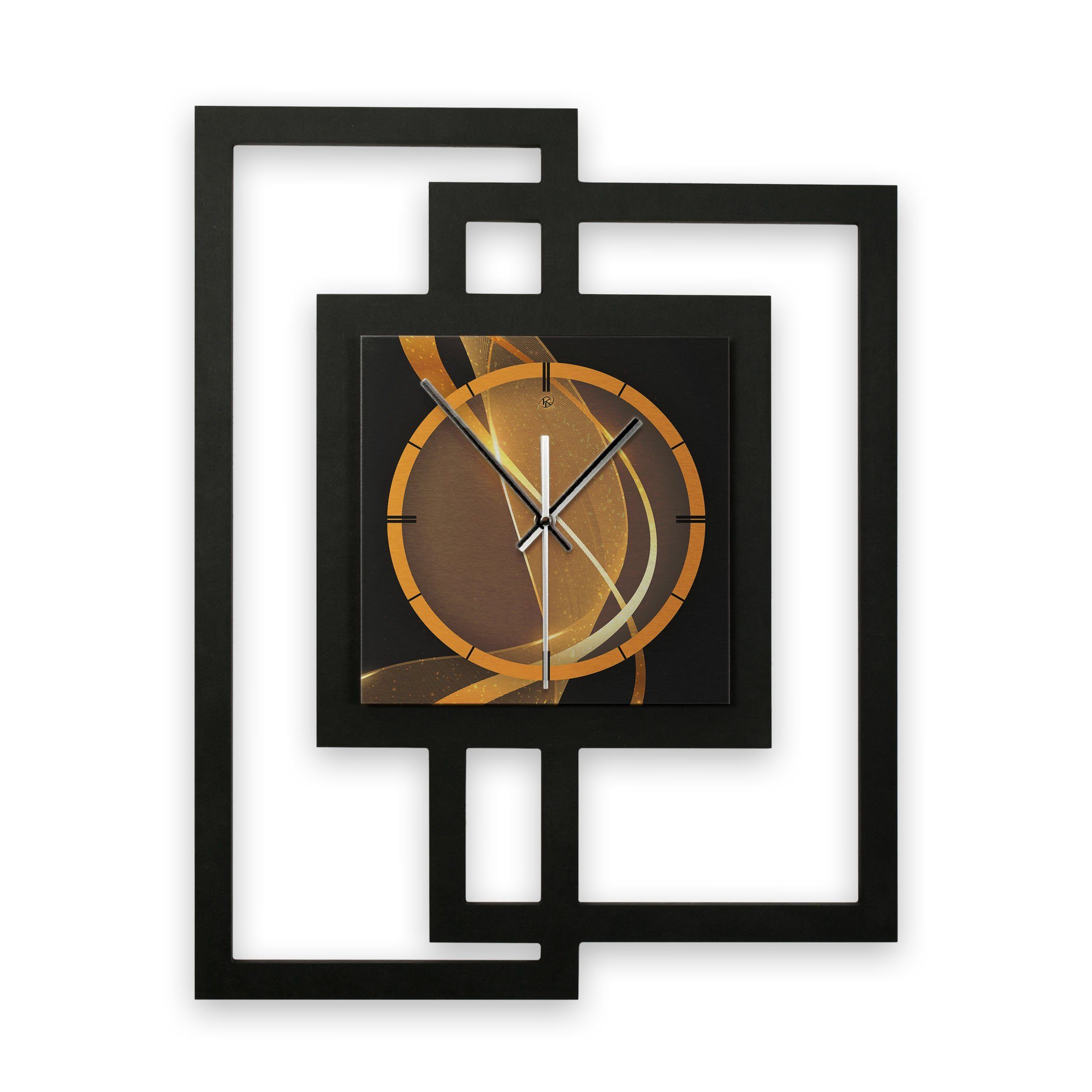 Kreative Feder Wanduhr Design-Wanduhr „Dynamic“ in modernem Metallic-Look (ohne Ticken; Funk- oder Quarzuhrwerk; elegant, außergewöhnlich, modern)