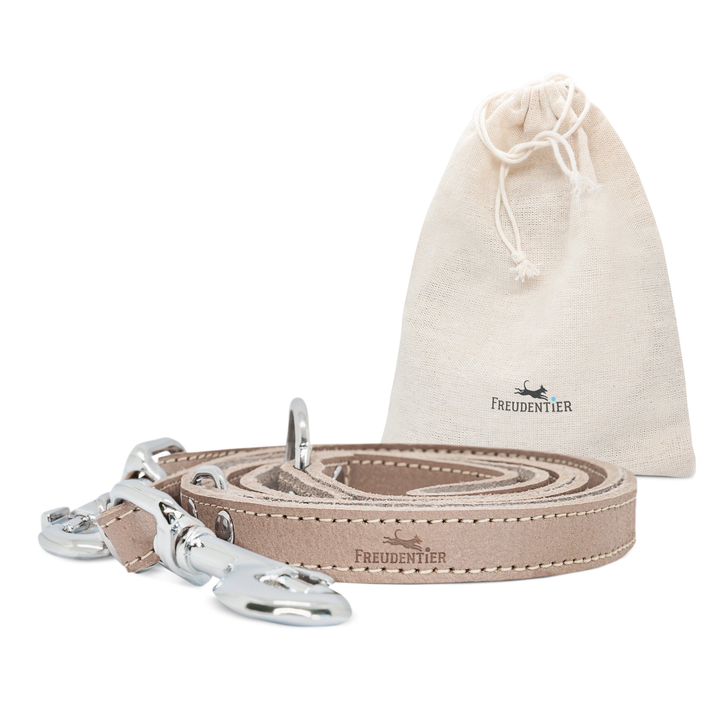 Freudentier Hundeleine Hundeleine aus Leder, 2m lang & 3-fach verstellbar