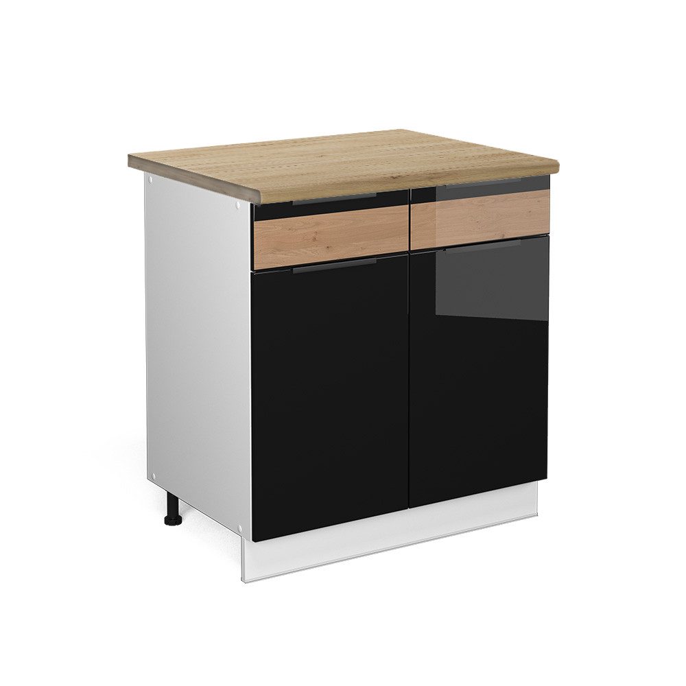 Vicco Unterschrank Fame-Line, Schwarz Eiche hochglanz/Weiß, günstig online kaufen