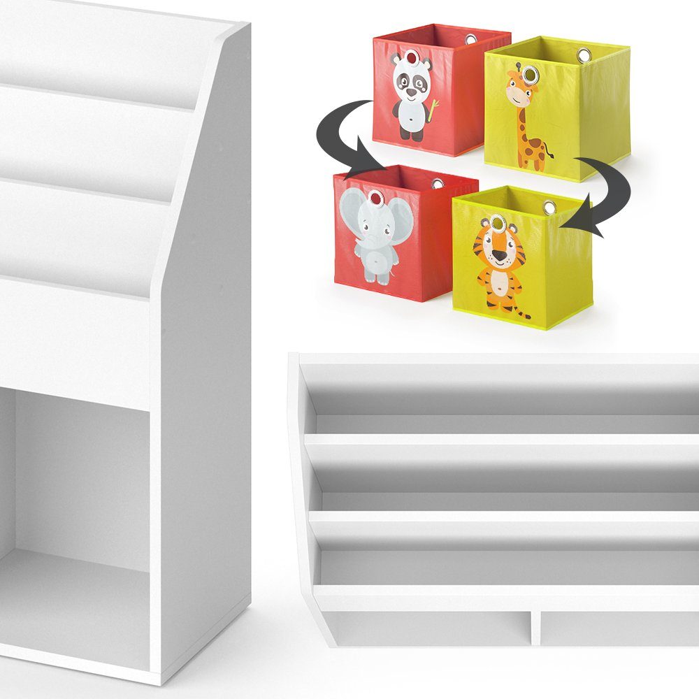 Bücherregal Weiß – (Rot, Kinderregal Spielzeugablage + Weiß Gelb) LUIGI Vicco (matt) Faltboxen