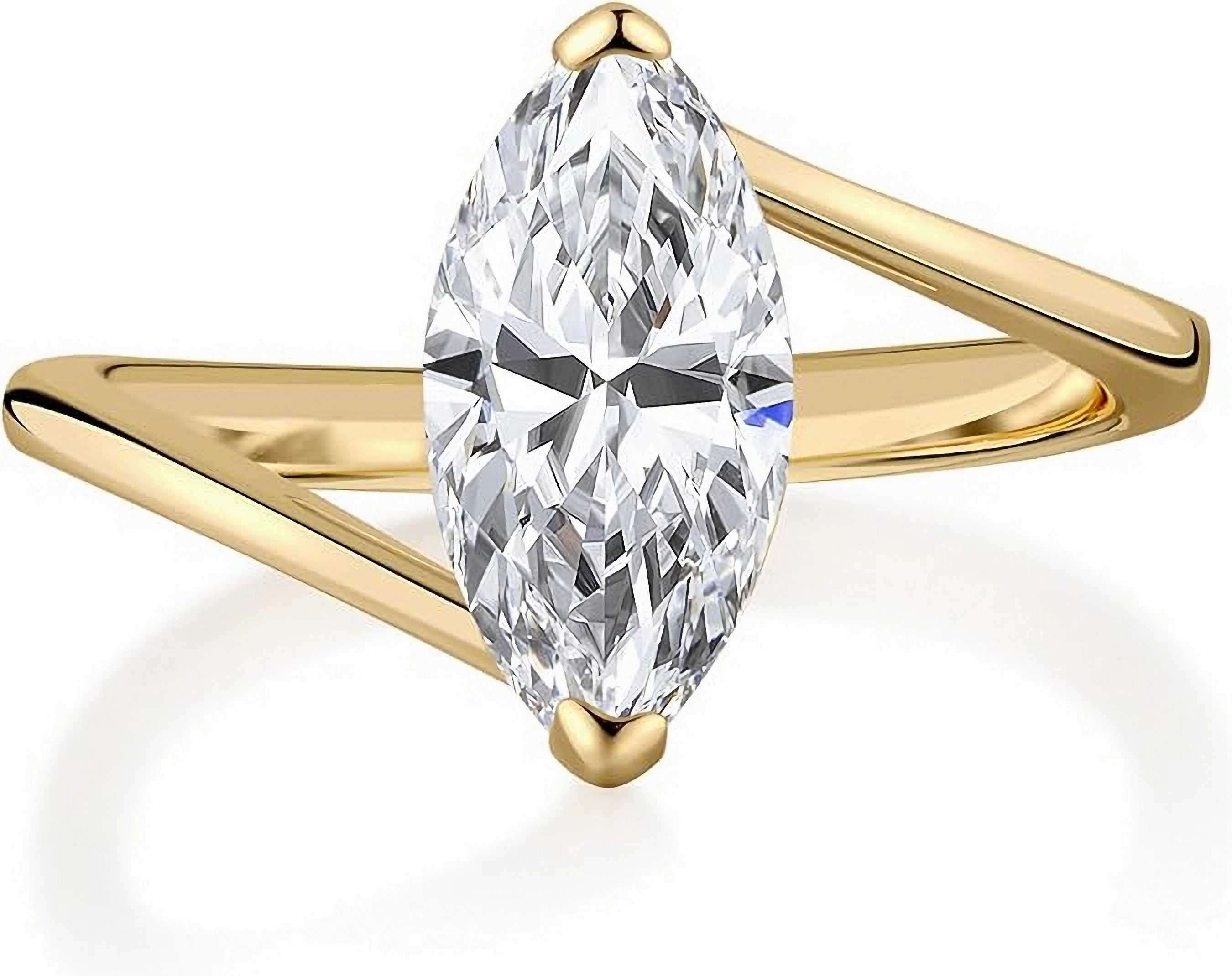 Jumpeak Trauring 585 Gold, 2-Karat-Diamant im Marquise-Schliff, Damen-Diamantring, D,vvs2,2EX,IGI Zertifikat,Damenring,Geschenk zum Jahrestag